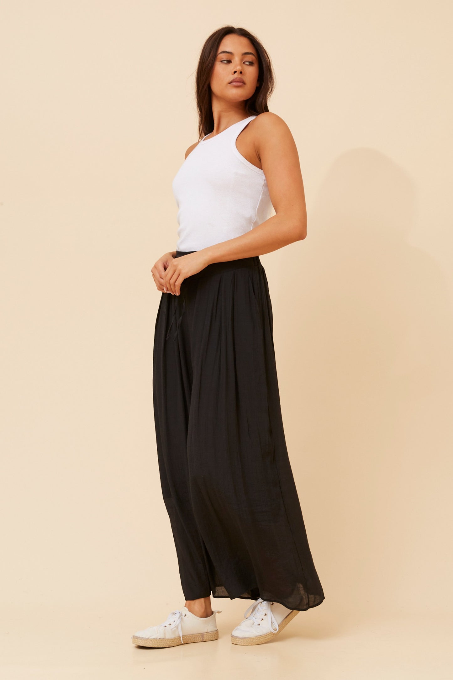 Azura Front Pleat Wide Leg Pant P735060 Black
