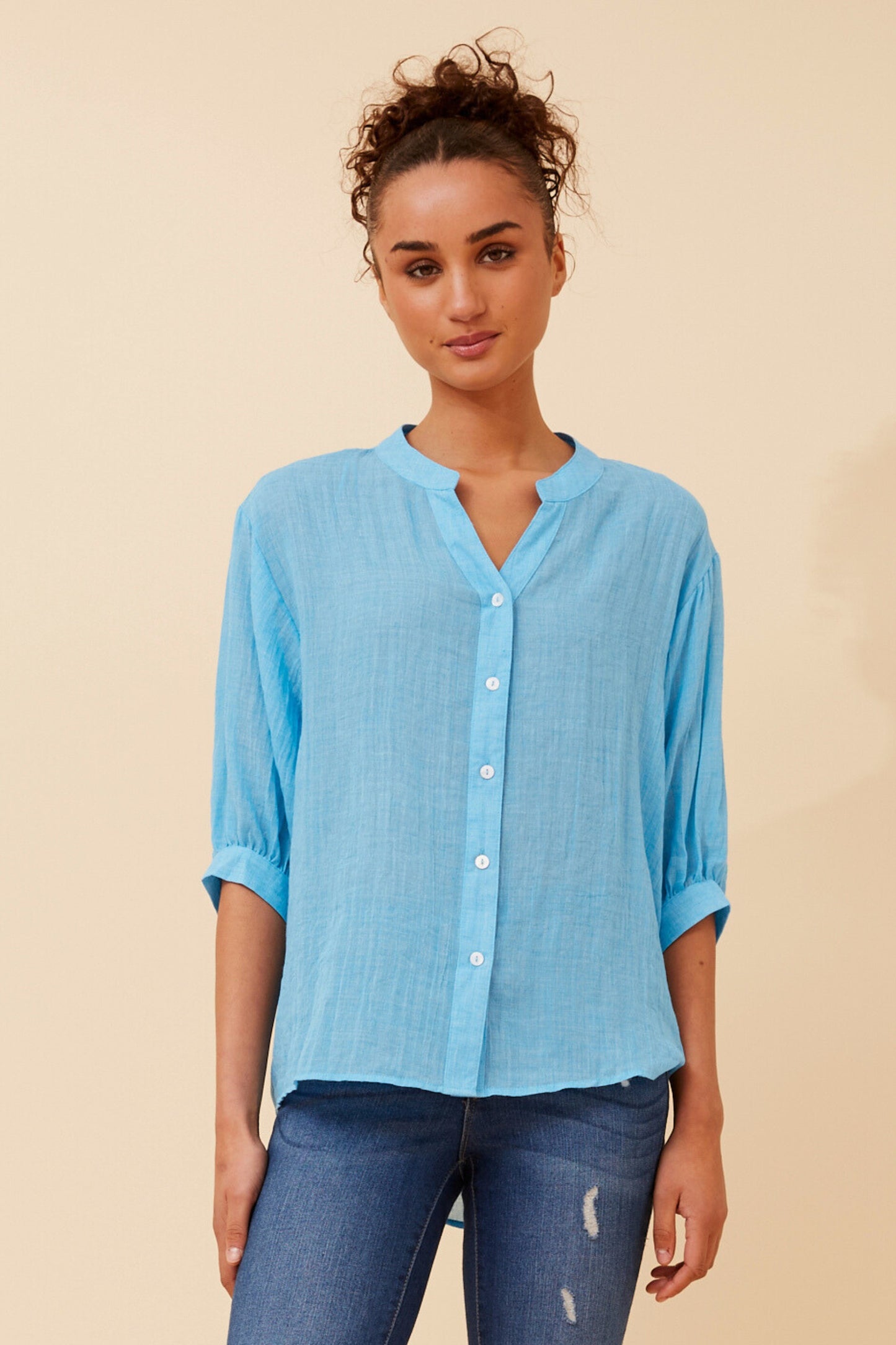 Rosa Shirt with Back Button Detail - Cool Water T511586