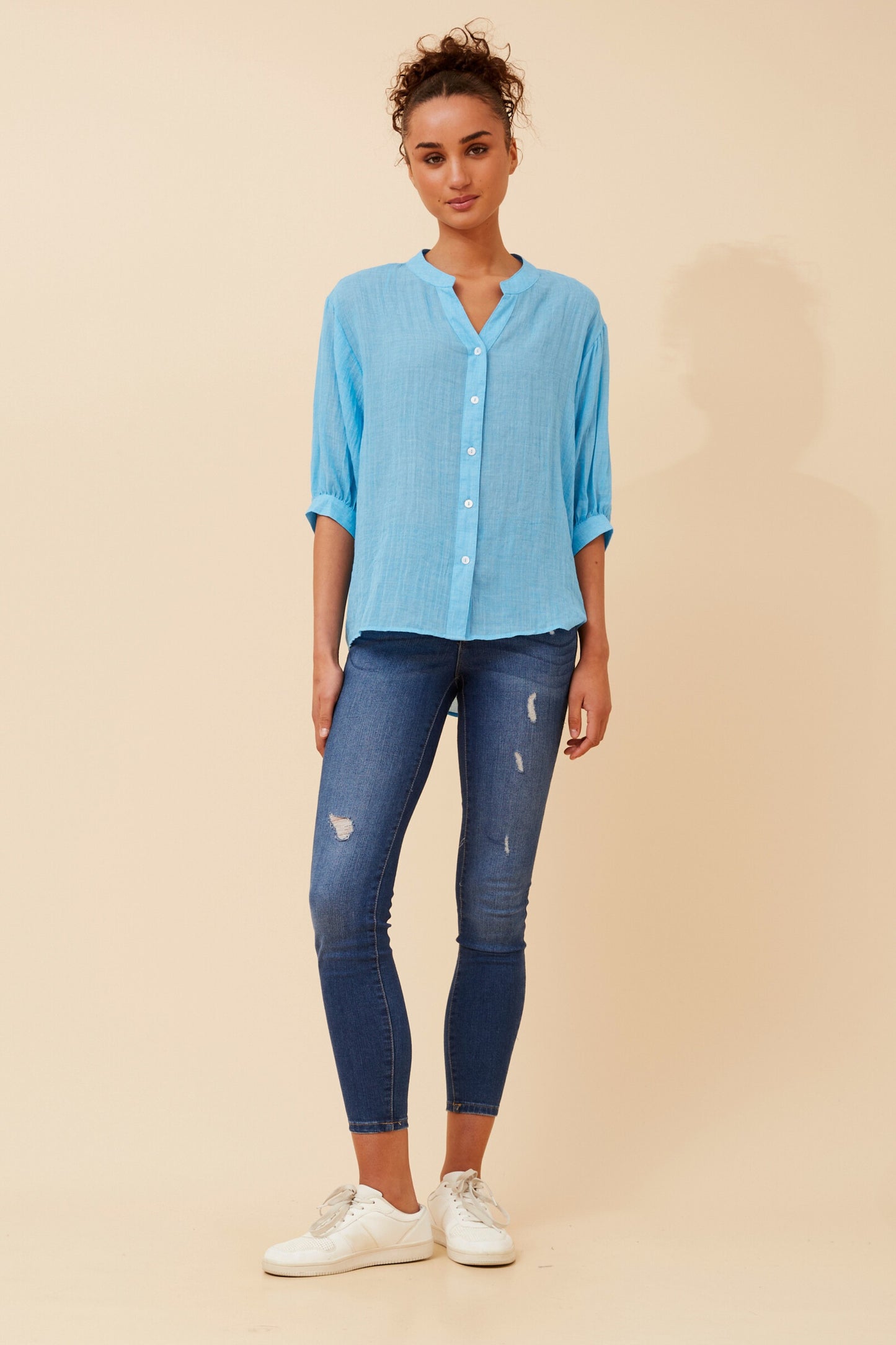 Rosa Shirt with Back Button Detail - Cool Water T511586