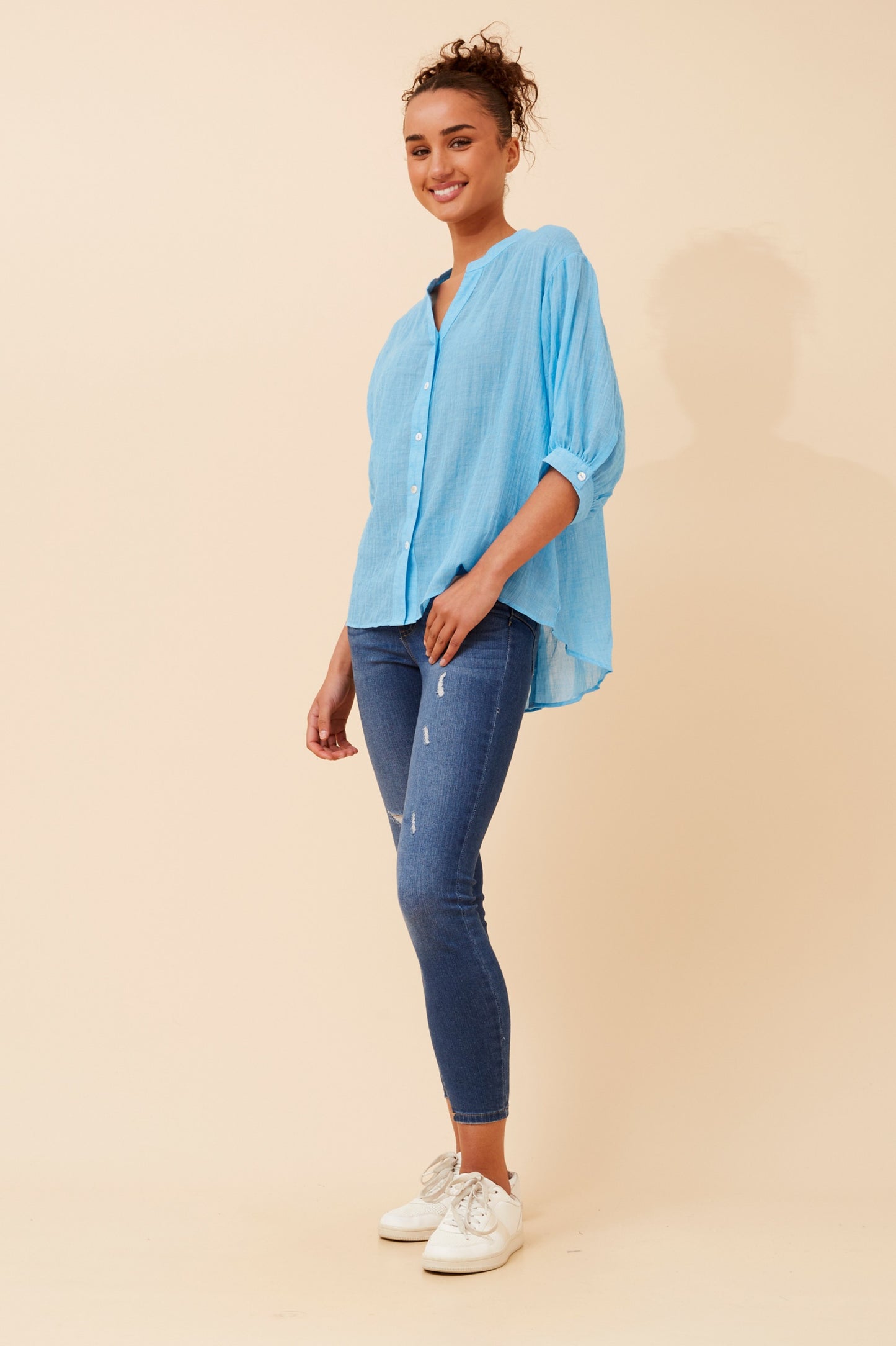 Rosa Shirt with Back Button Detail - Cool Water T511586
