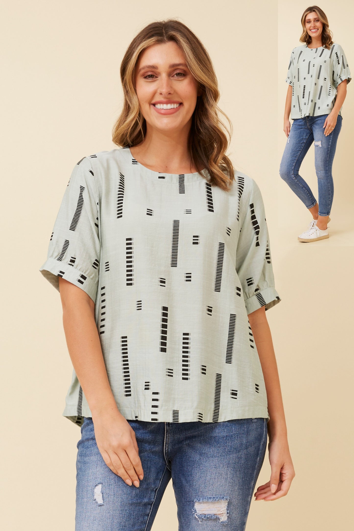 Carolyn Short Sleeve Top - Sage T731876