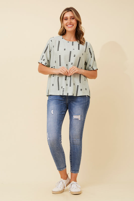 Carolyn Short Sleeve Top - Sage T731876