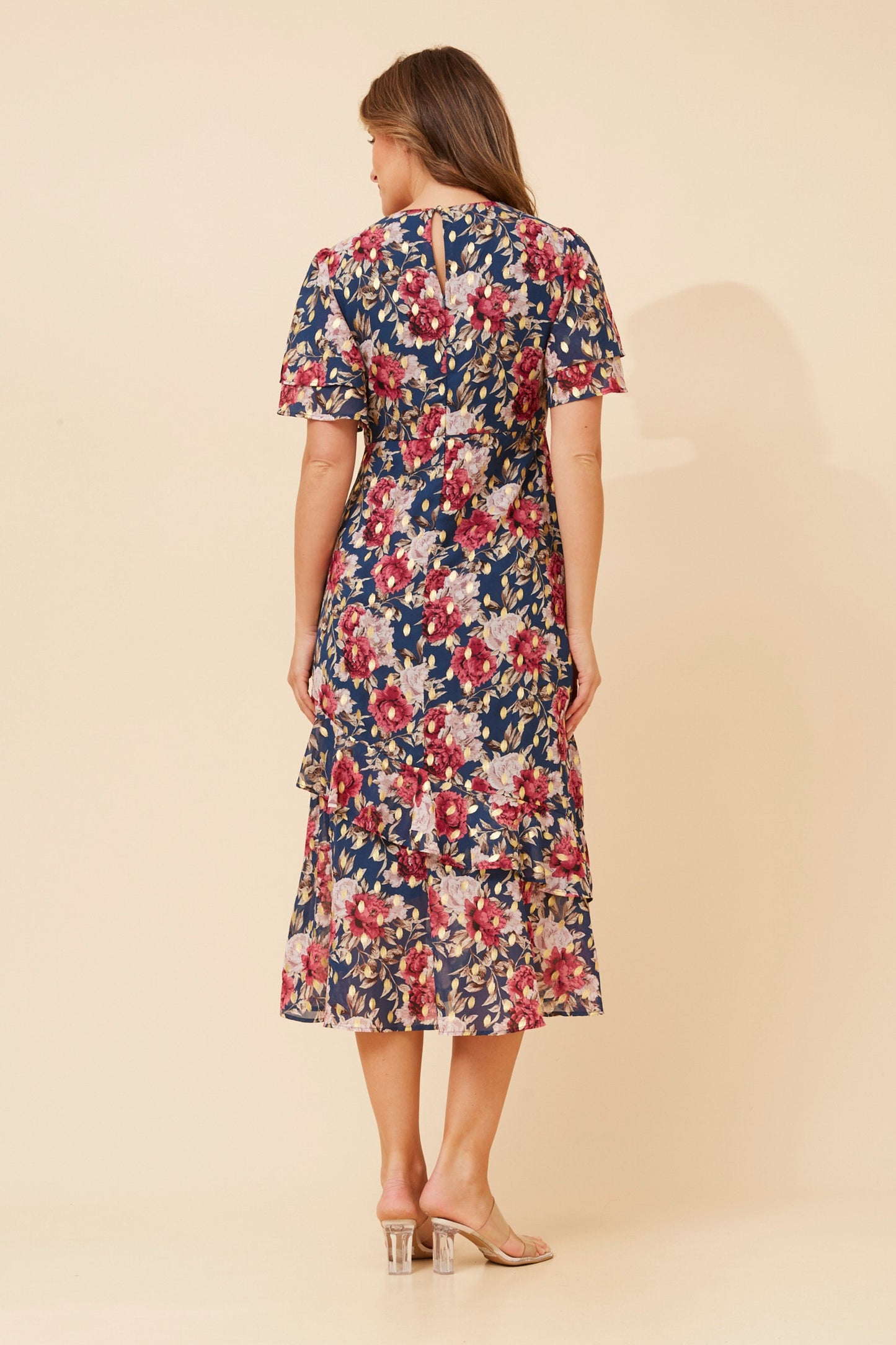 Kinsley Foil Printed Midi Dress D178339