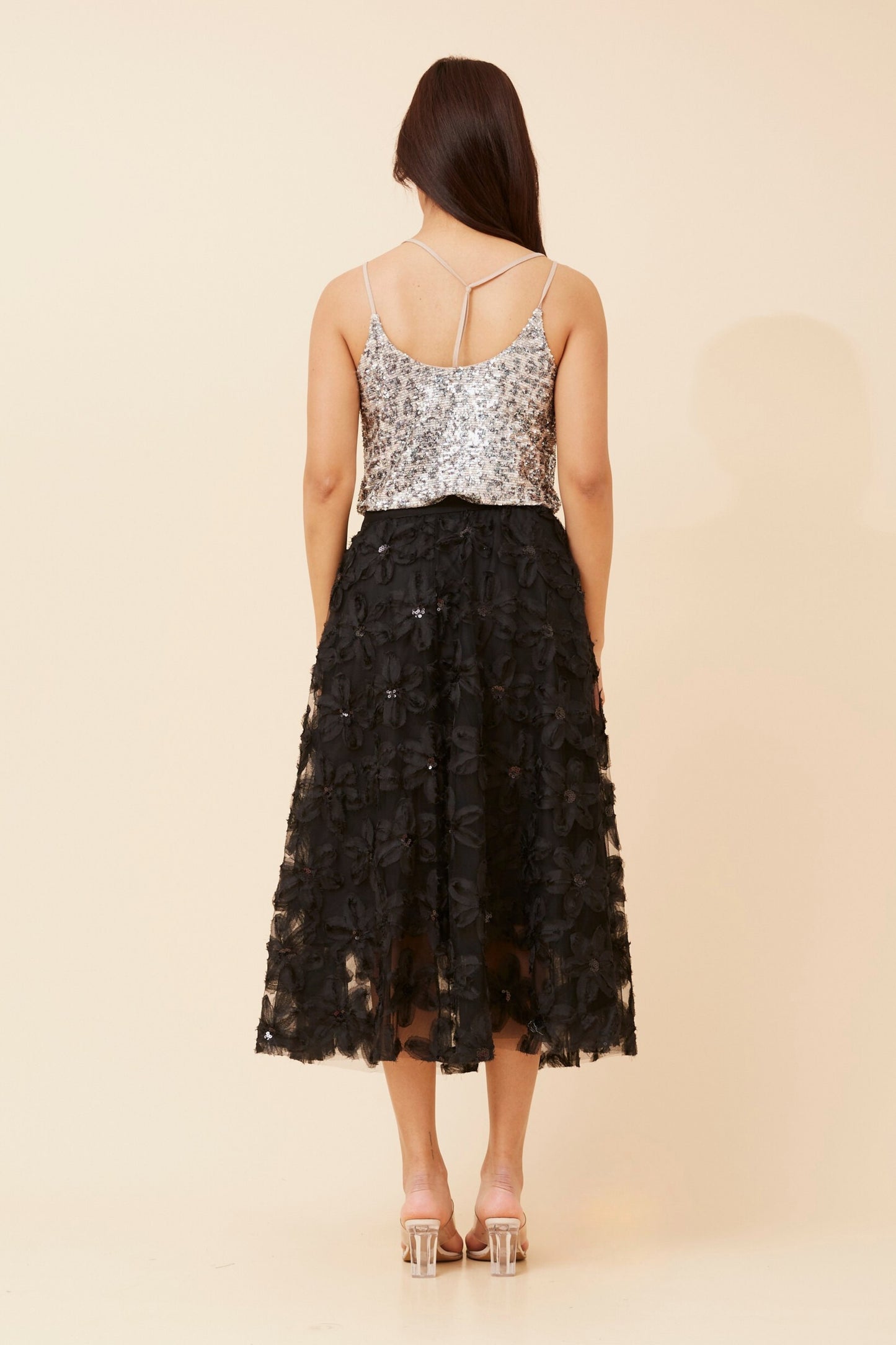 Tatum Floral Embroidered Skirt S175517 Black