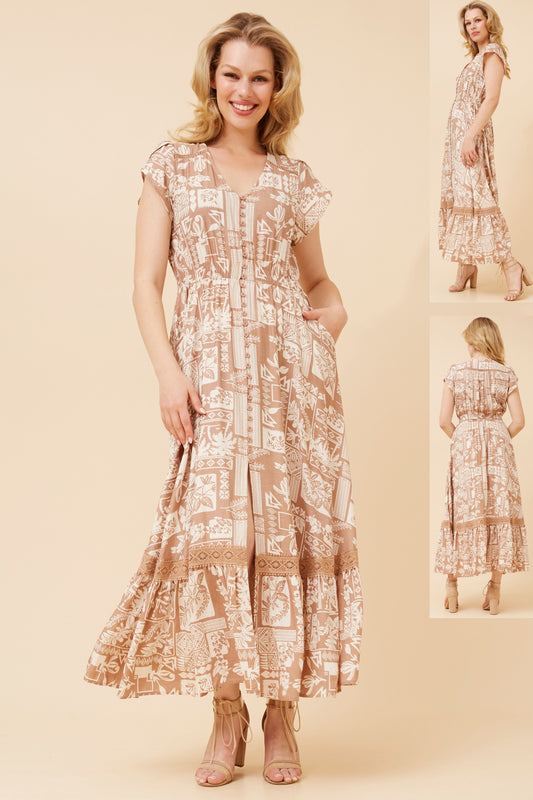 Indi Flower Print Maxi Dress - D523244