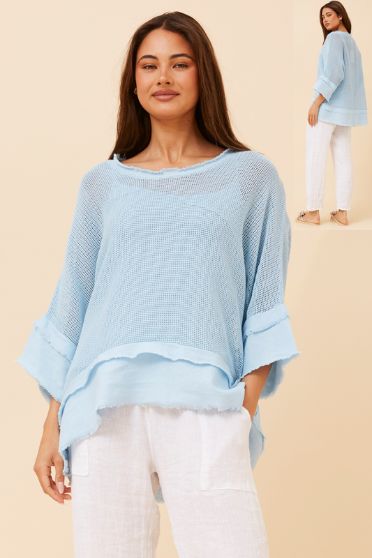 Miya Mesh Italian Top T522434 Sky Blue