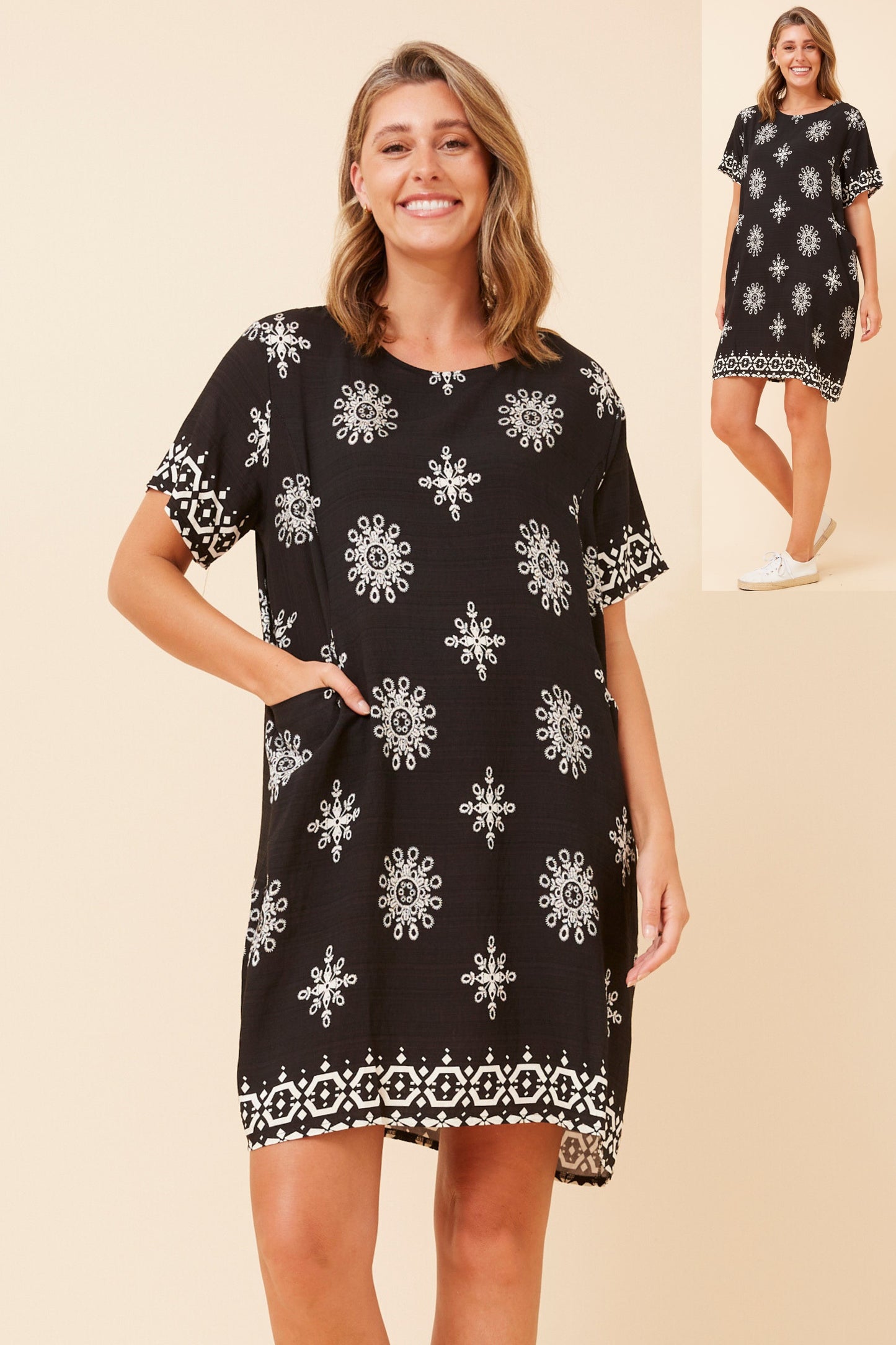 Serra Embroidery Printed Dress - D523248