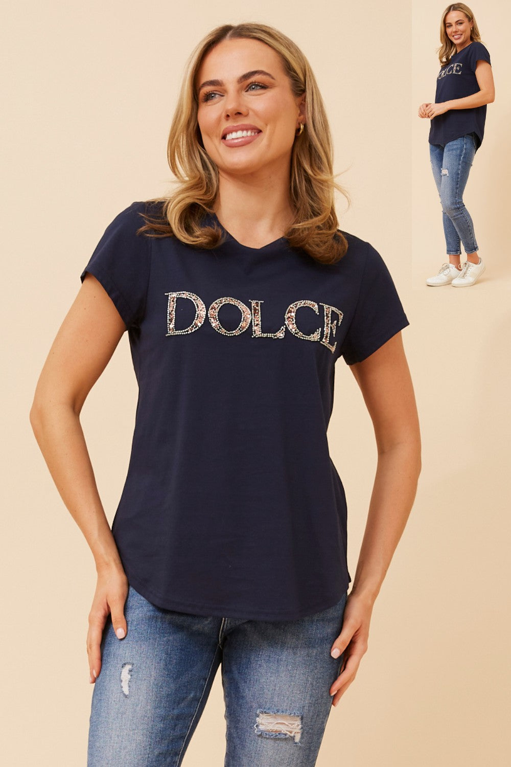 Dolce Graphic T-Shirt T522978 Navy