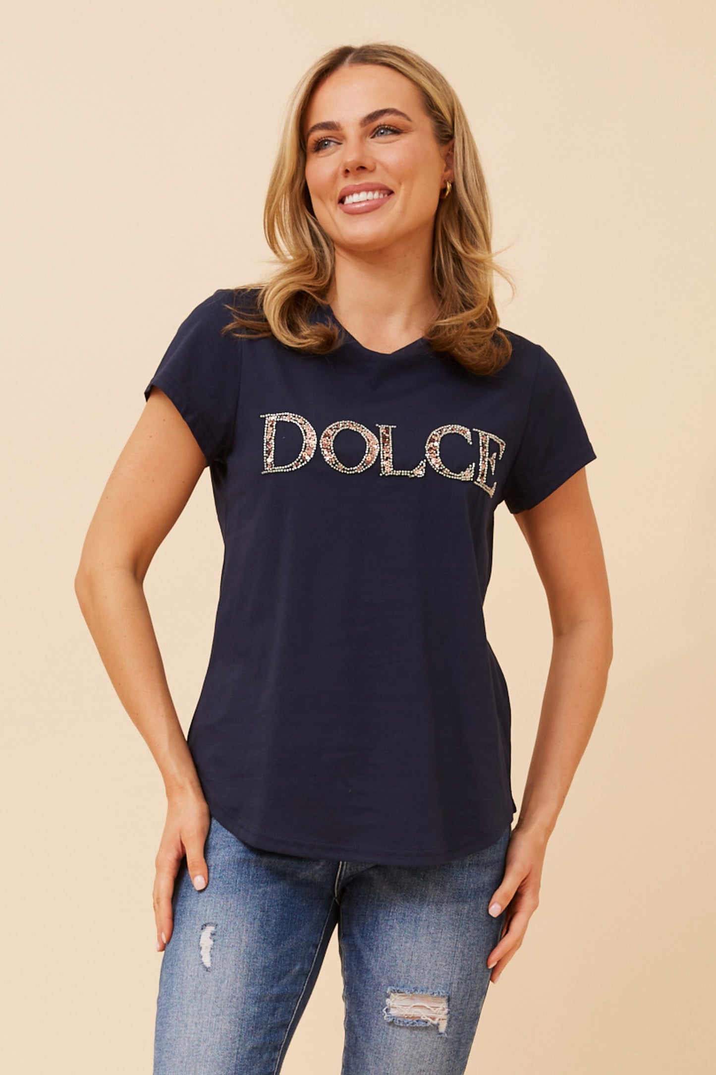 Dolce Graphic T-Shirt T522978 Navy