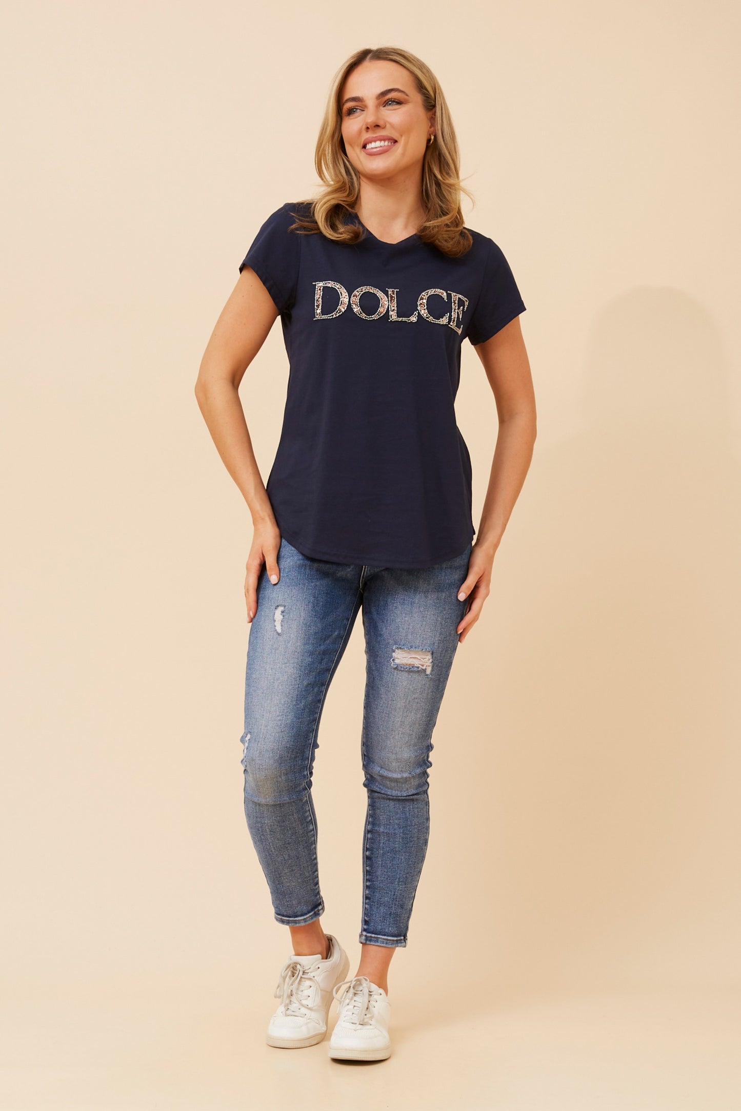 Dolce Graphic T-Shirt T522978 Navy