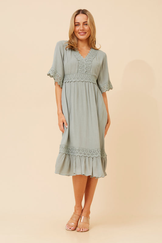 Mel Lace Midi Dress D517170 Sage