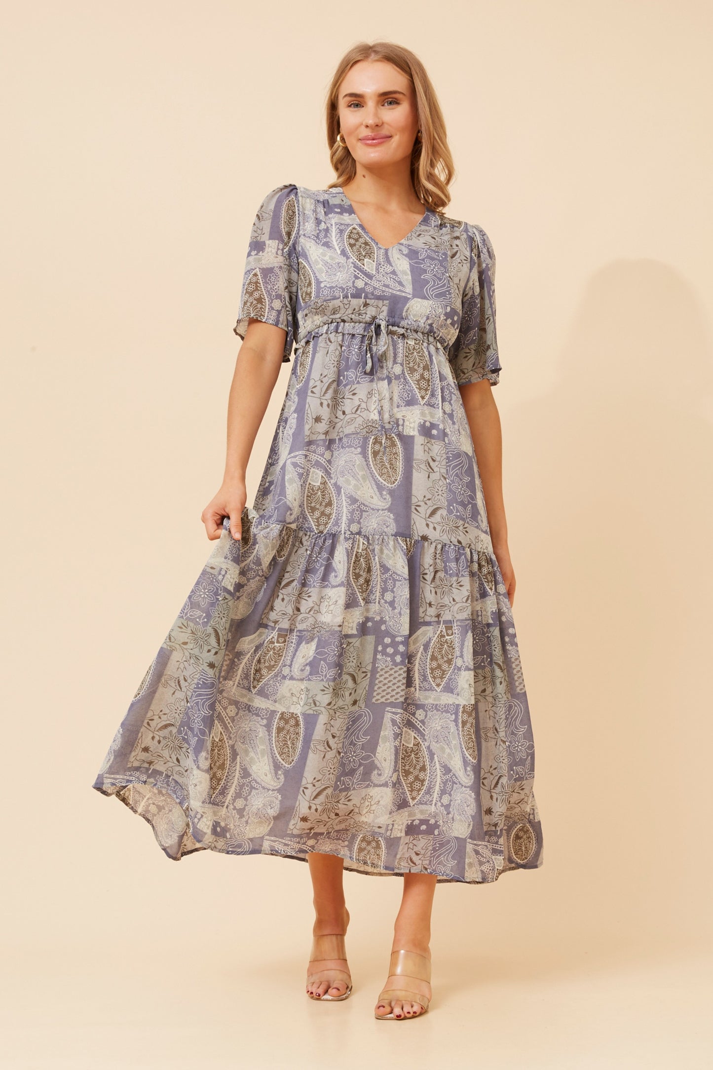 Moonlight Patchwork Maxi Dress D734775 Blue