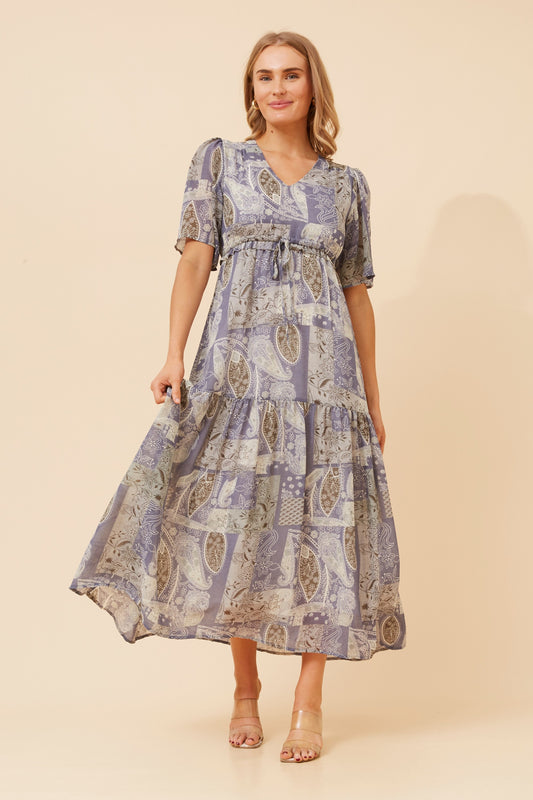 Moonlight Patchwork Maxi Dress D734775 Blue