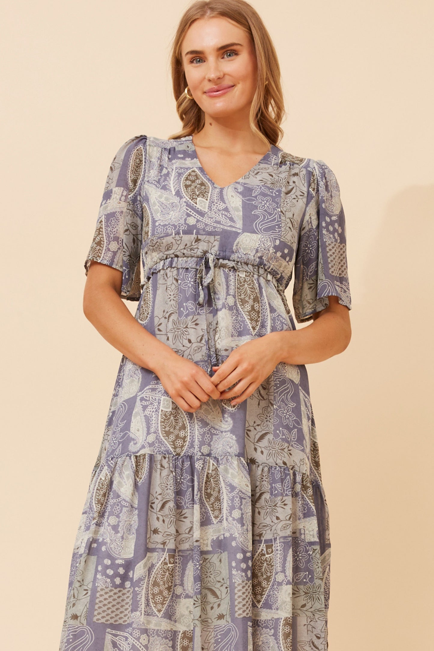 Moonlight Patchwork Maxi Dress D734775 Blue