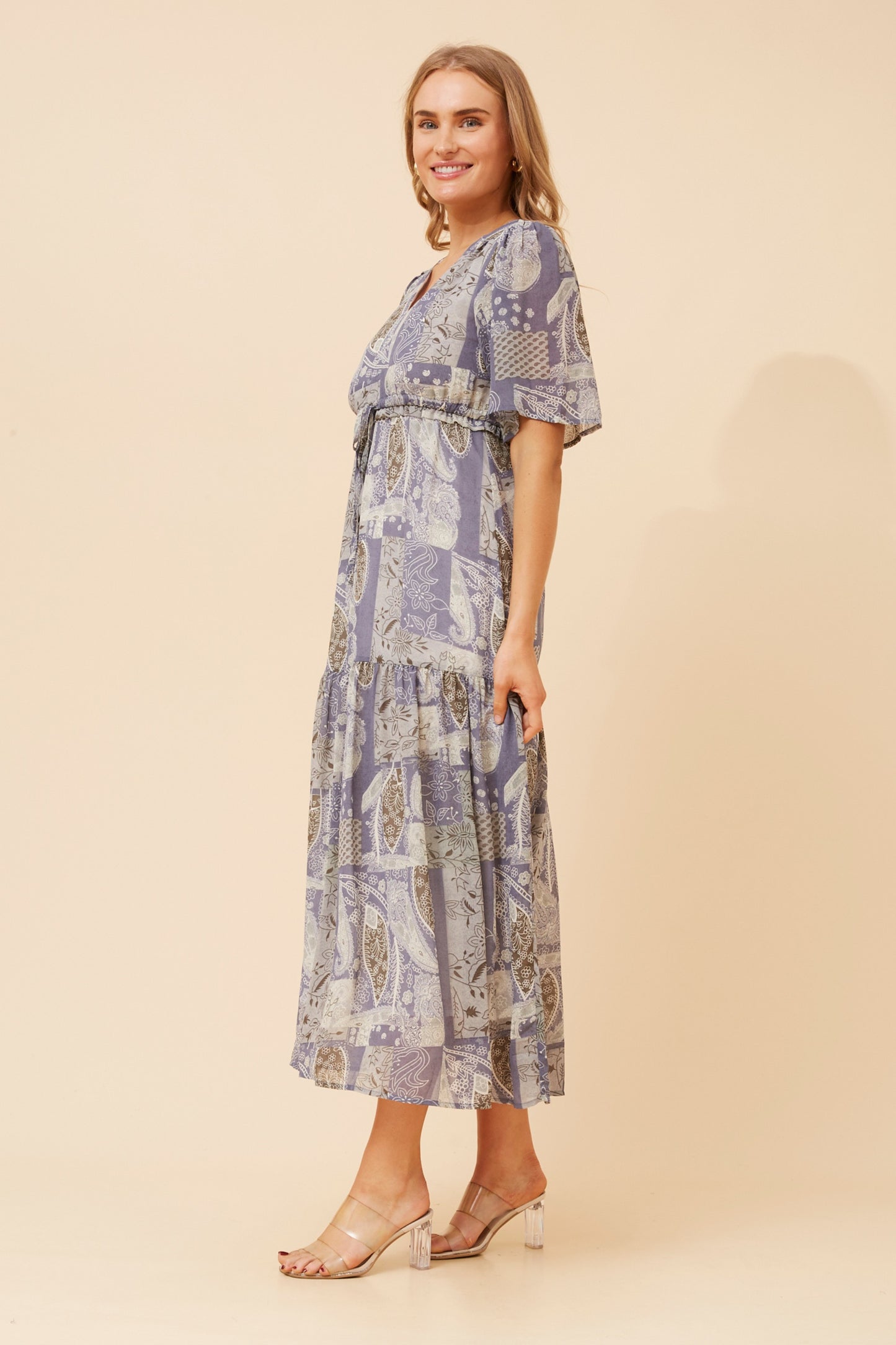 Moonlight Patchwork Maxi Dress D734775 Blue