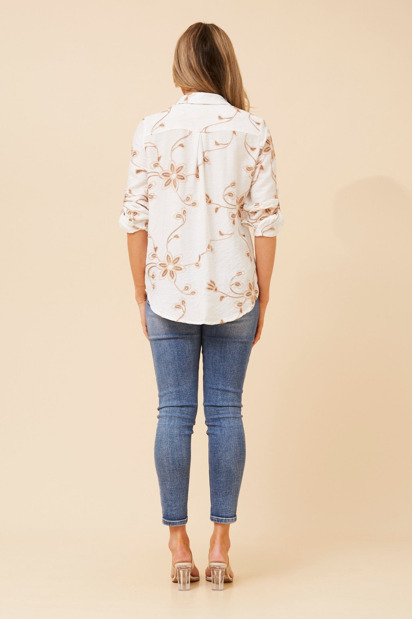 Ruby Floral Embroidered Shirt T735175 White