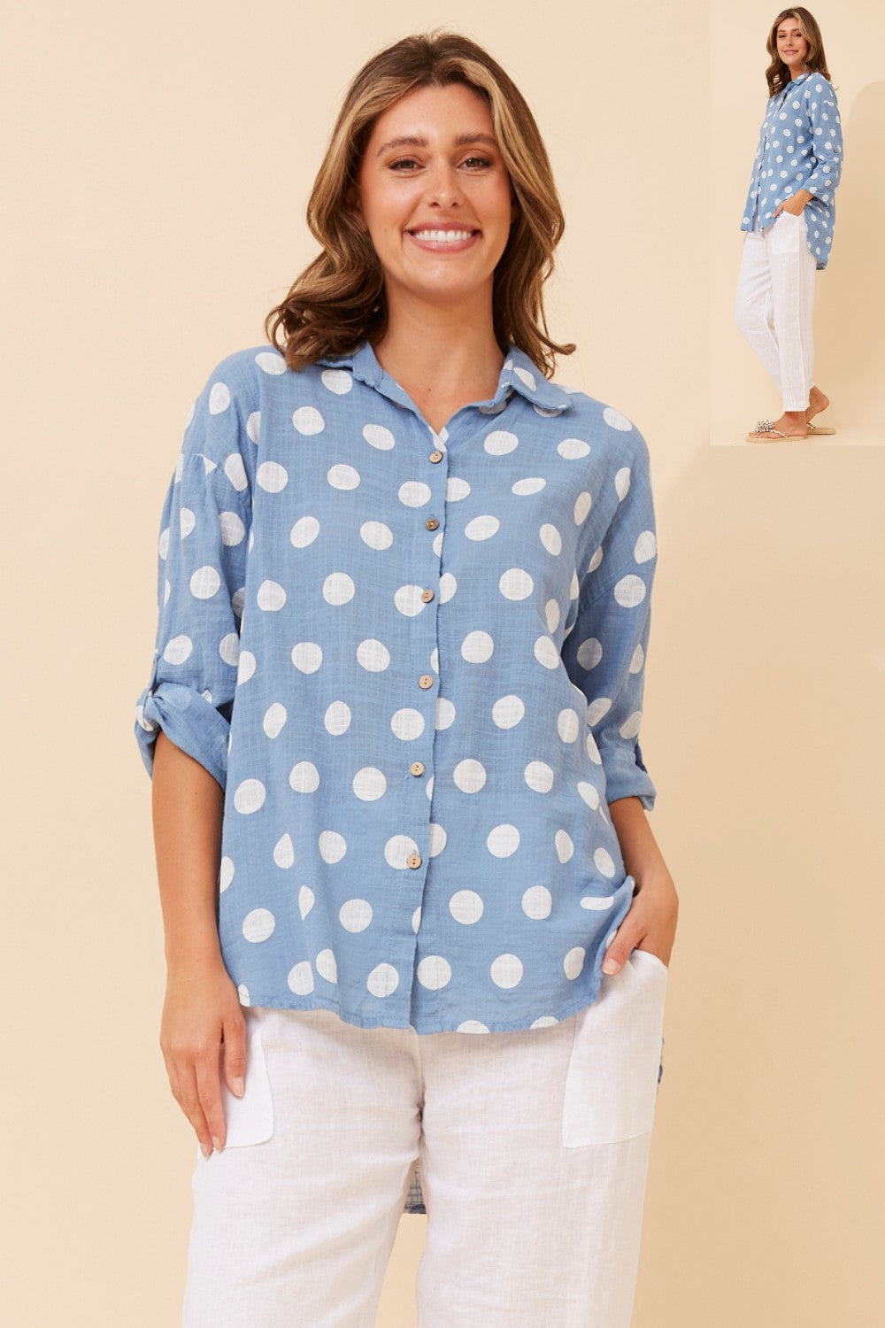Renley Italian Polka Print Top T525116