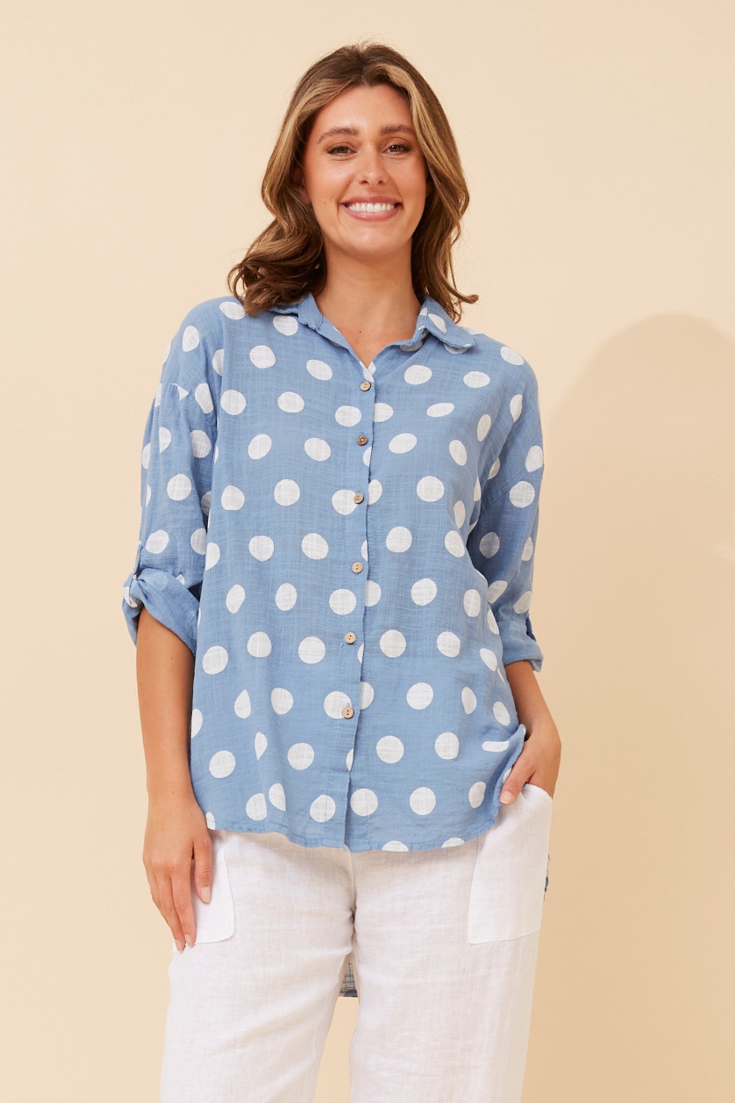 Renley Italian Polka Print Top T525116