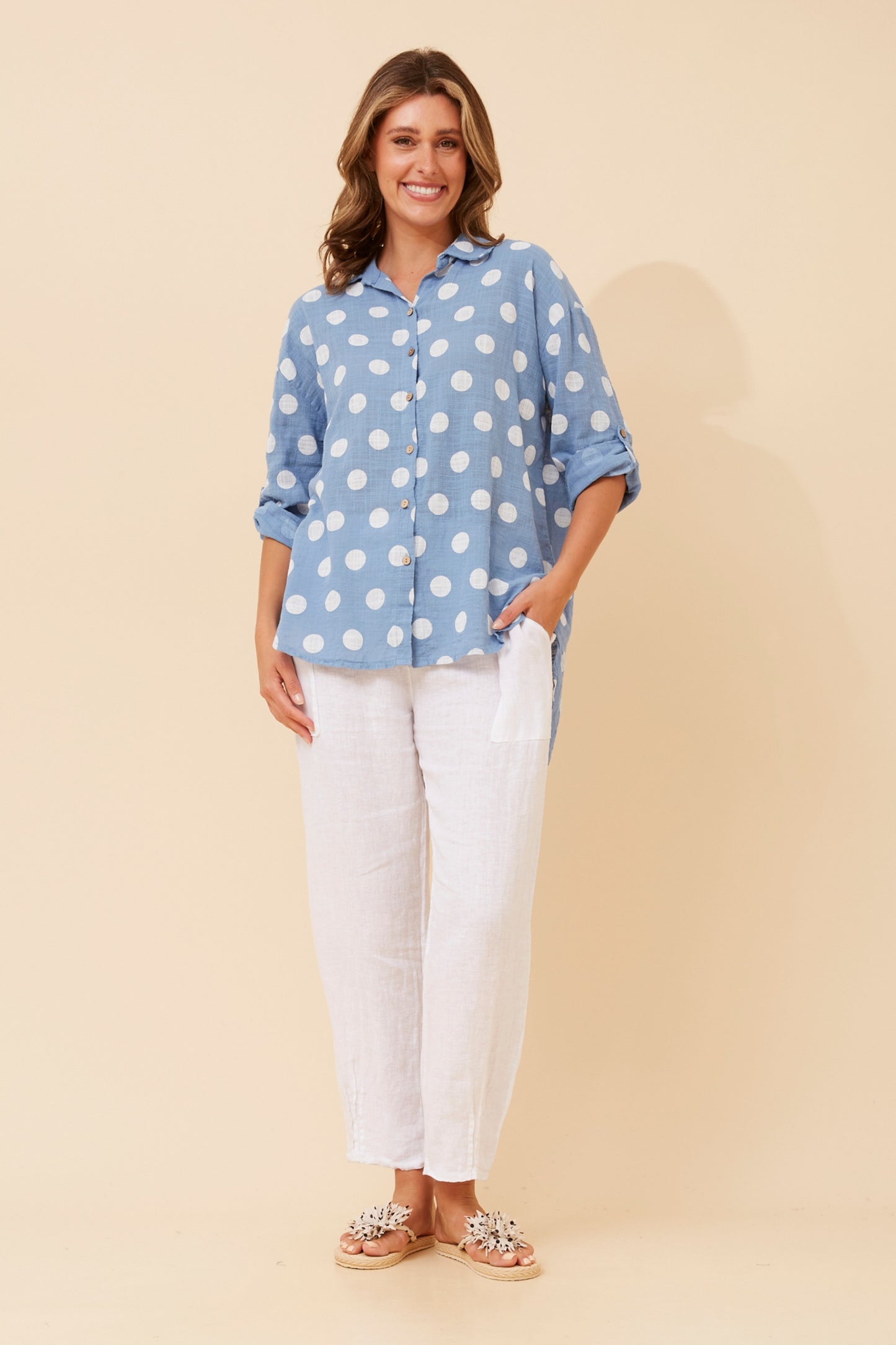 Renley Italian Polka Print Top T525116