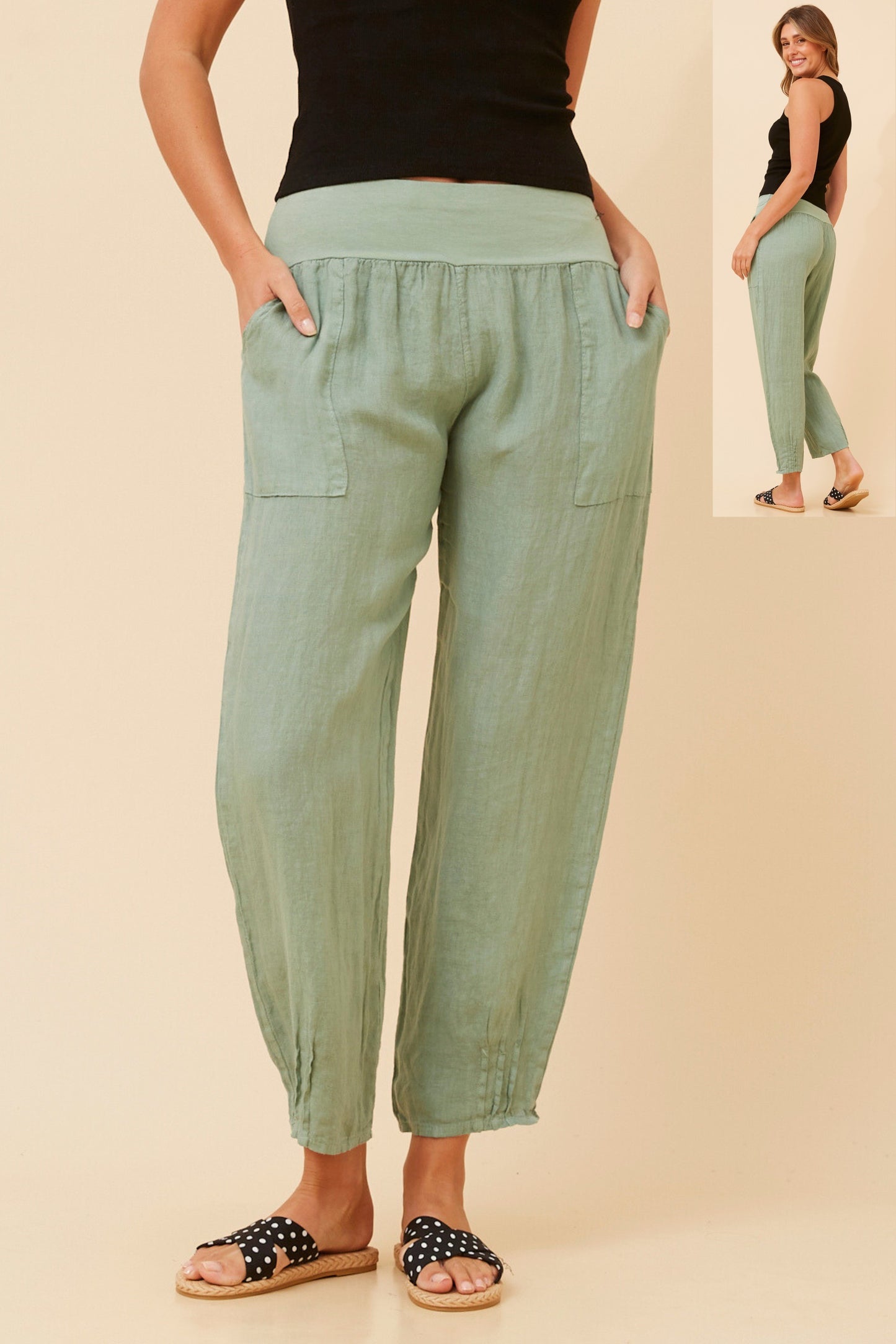Linen Italian Pant P516694 Sage