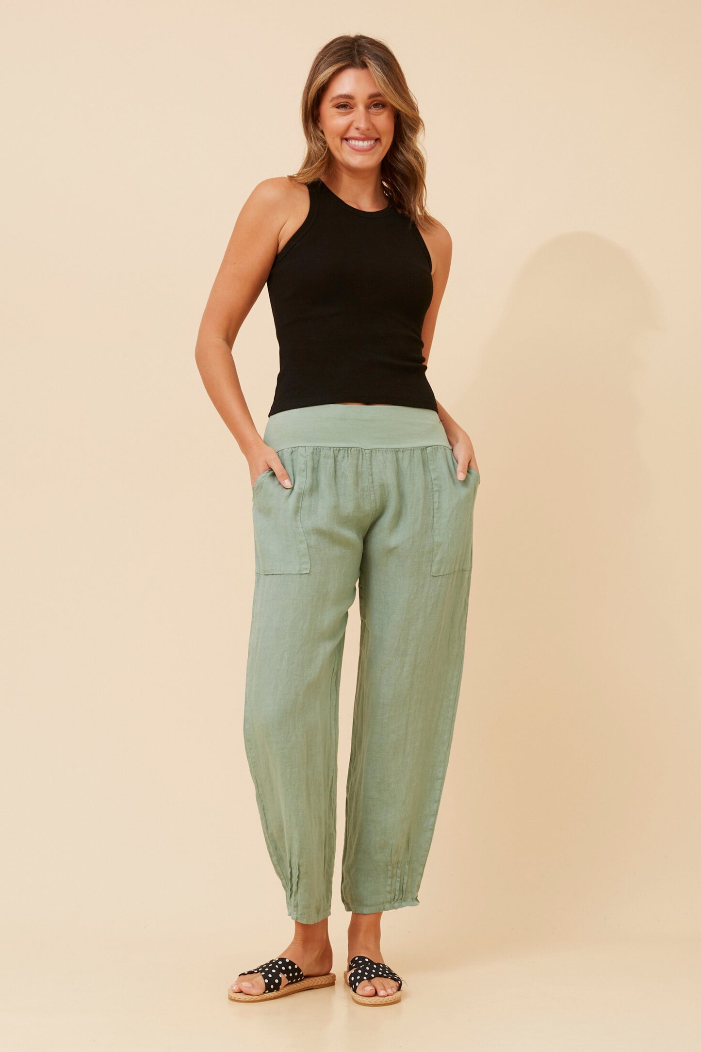 Linen Italian Pant P516694 Sage