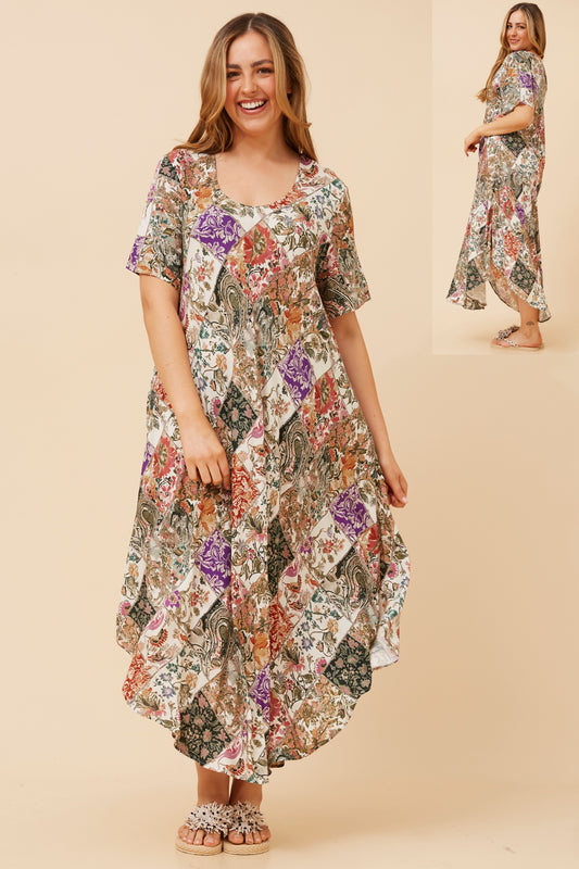 Lana Abstract Print Dress D735246 Green