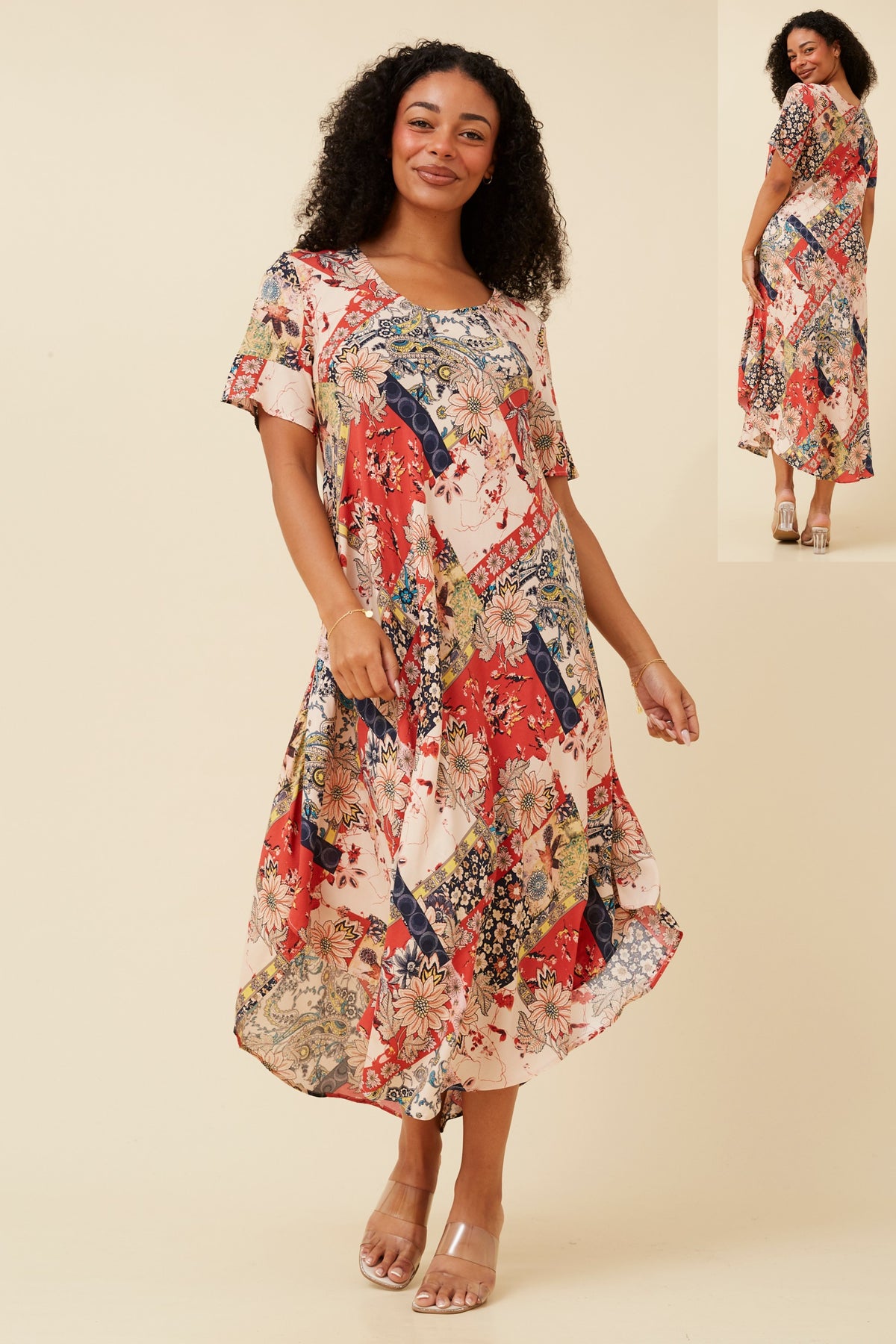 Lana Abstract Print Dress D733325 Multi Beige