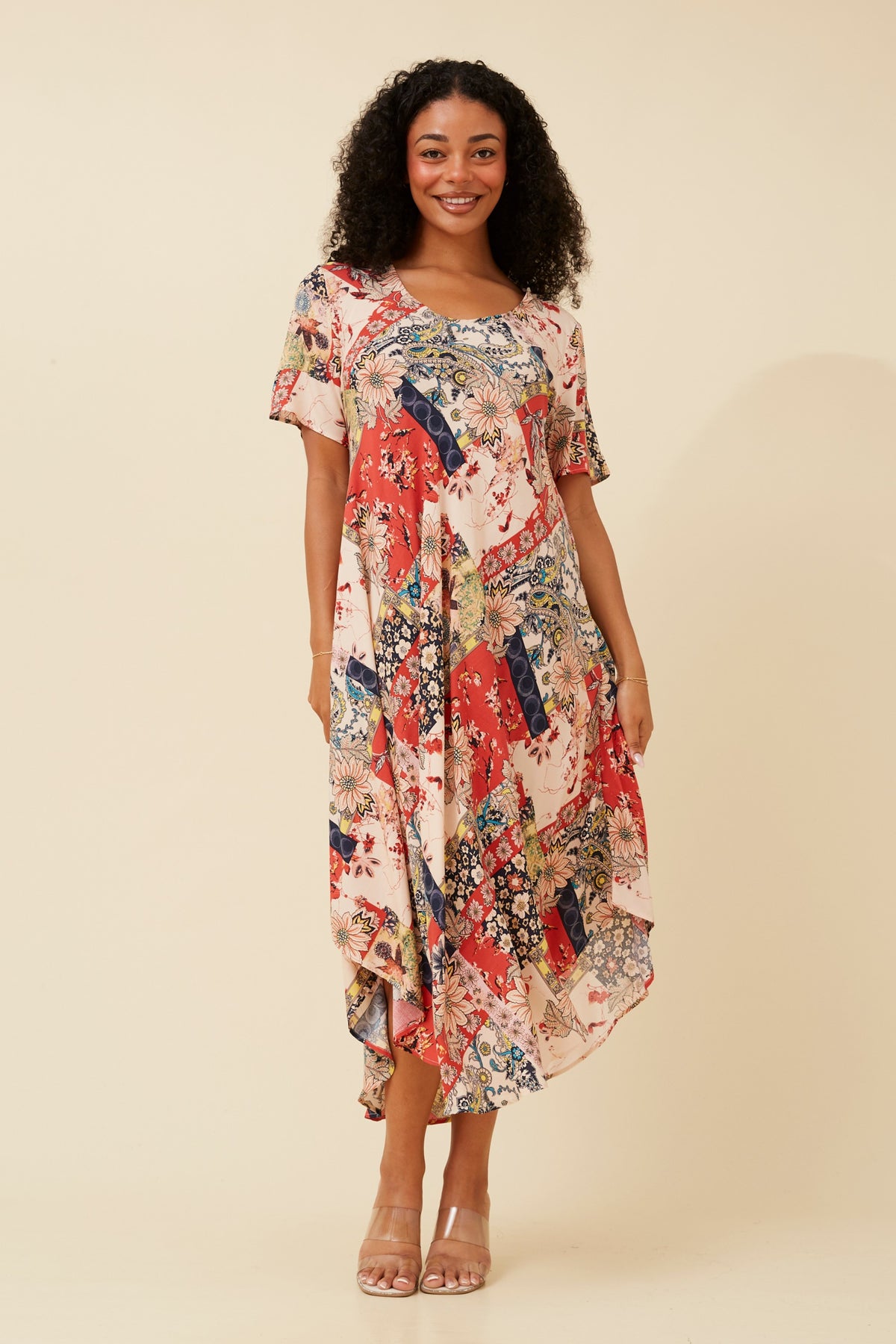 Lana Abstract Print Dress D733325 Multi Beige