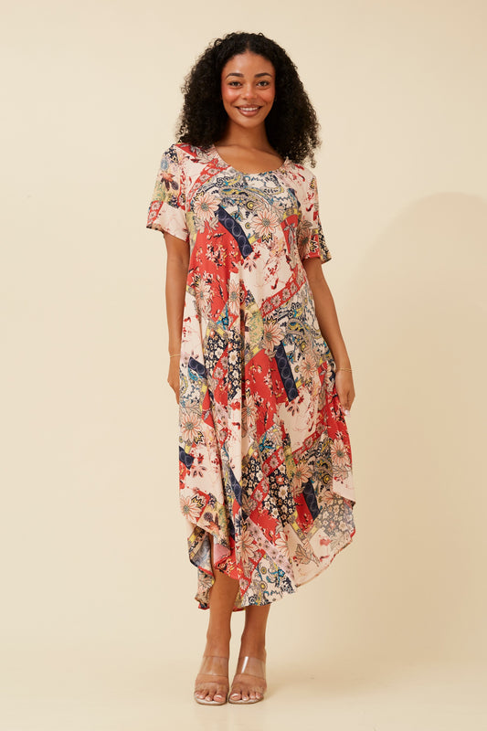 Lana Abstract Print Dress D733325 Multi Beige