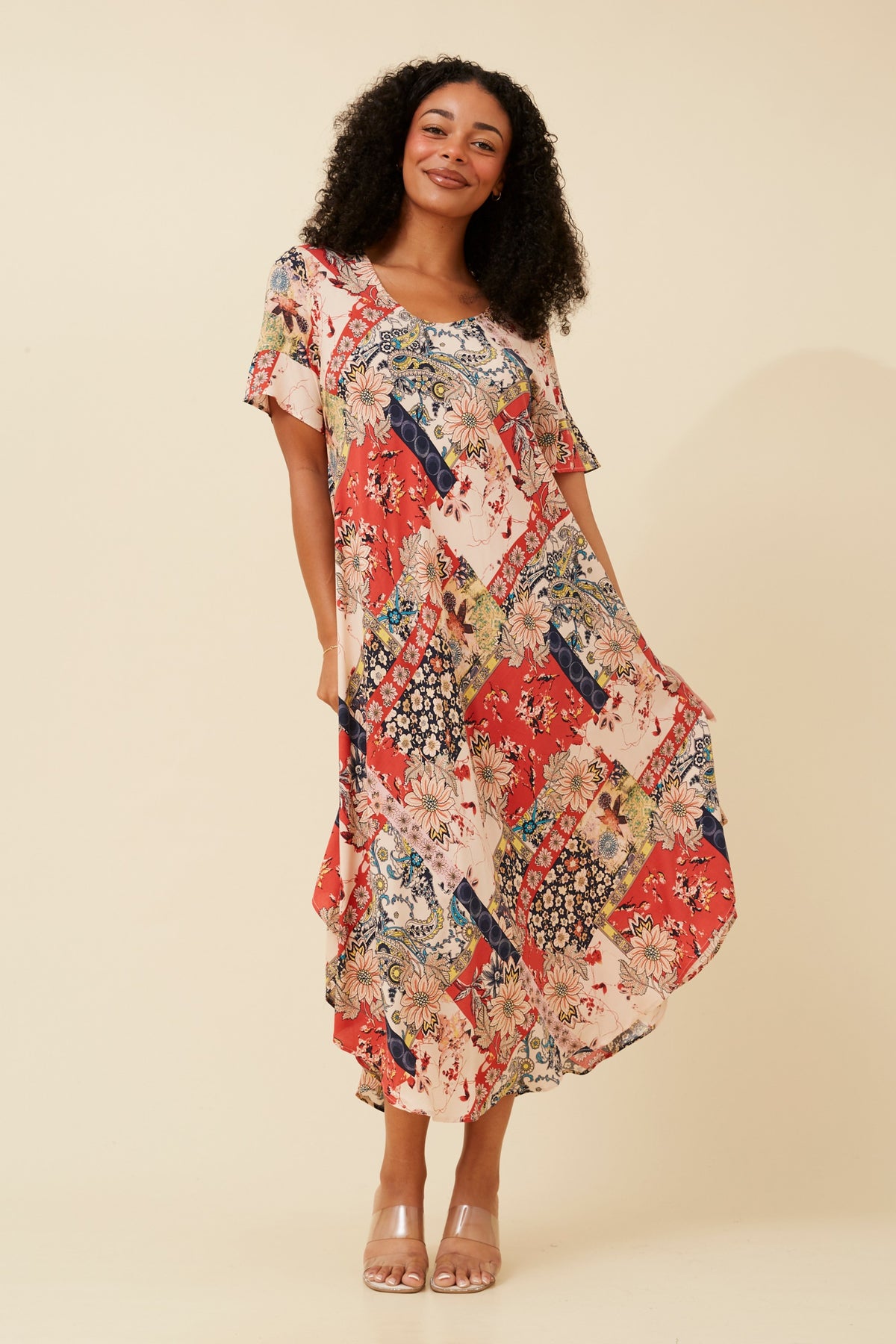 Lana Abstract Print Dress D733325 Multi Beige