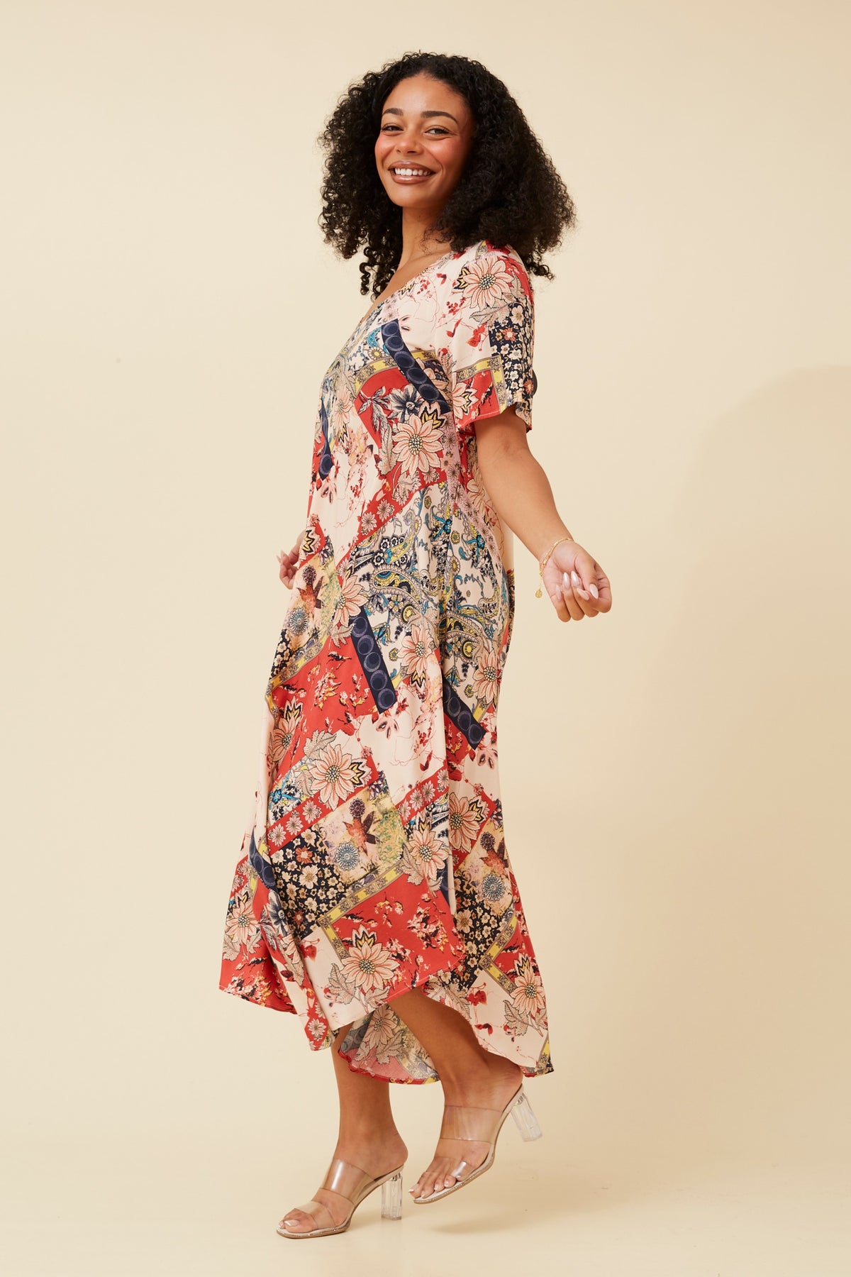 Lana Abstract Print Dress D733325 Multi Beige