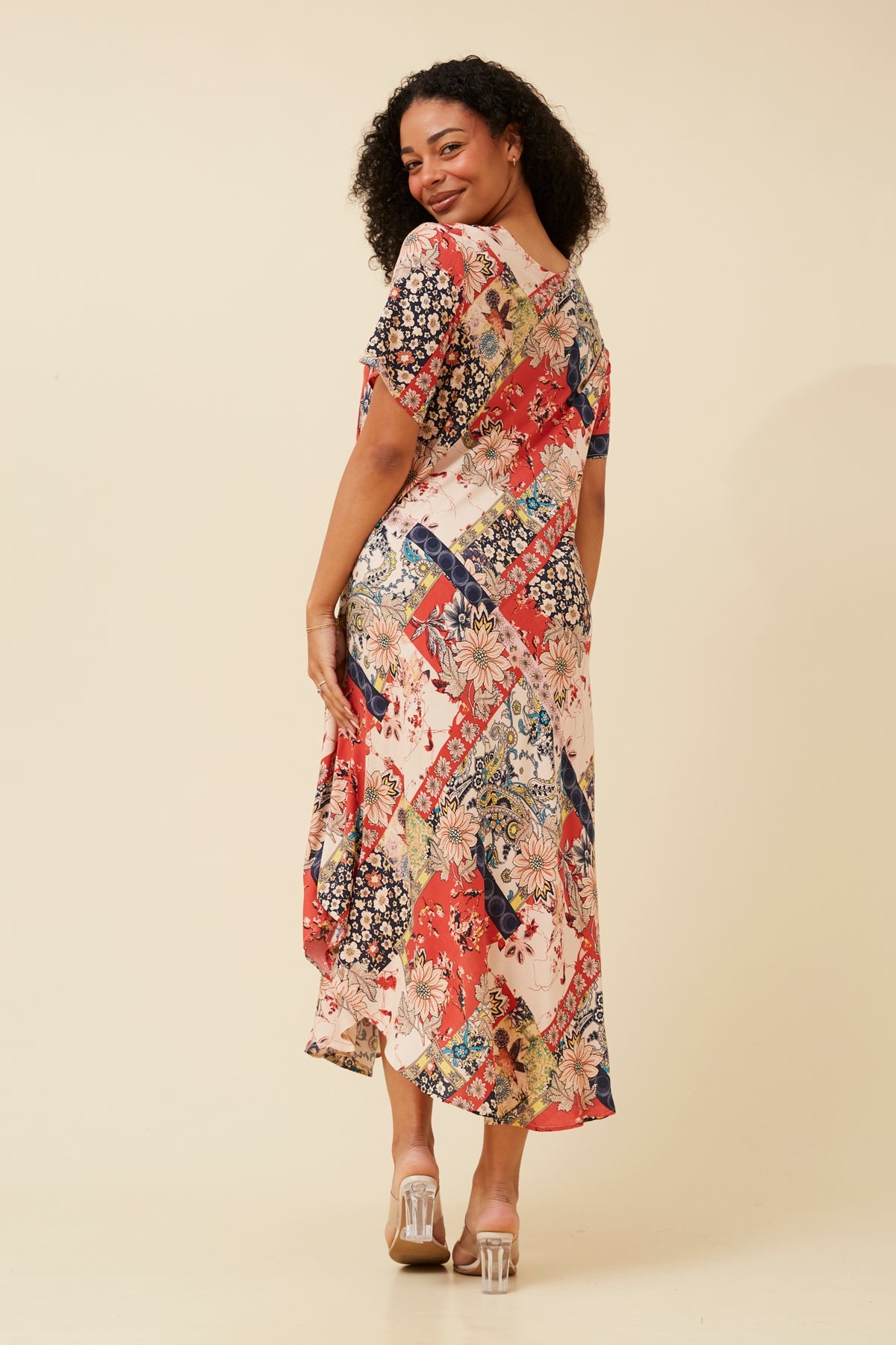 Lana Abstract Print Dress D733325 Multi Beige