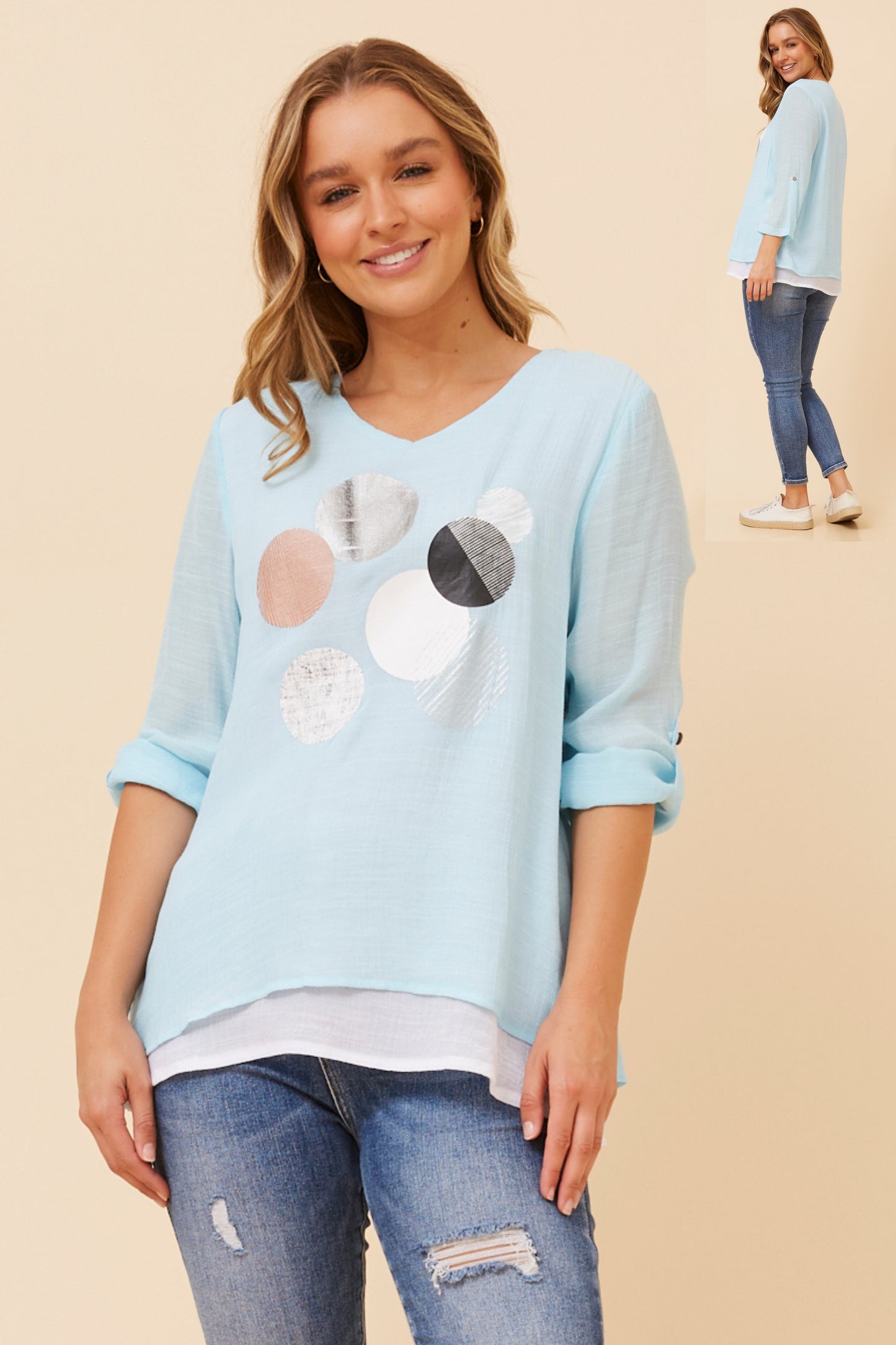 Rionne Polka dot Double Layer Top T523221