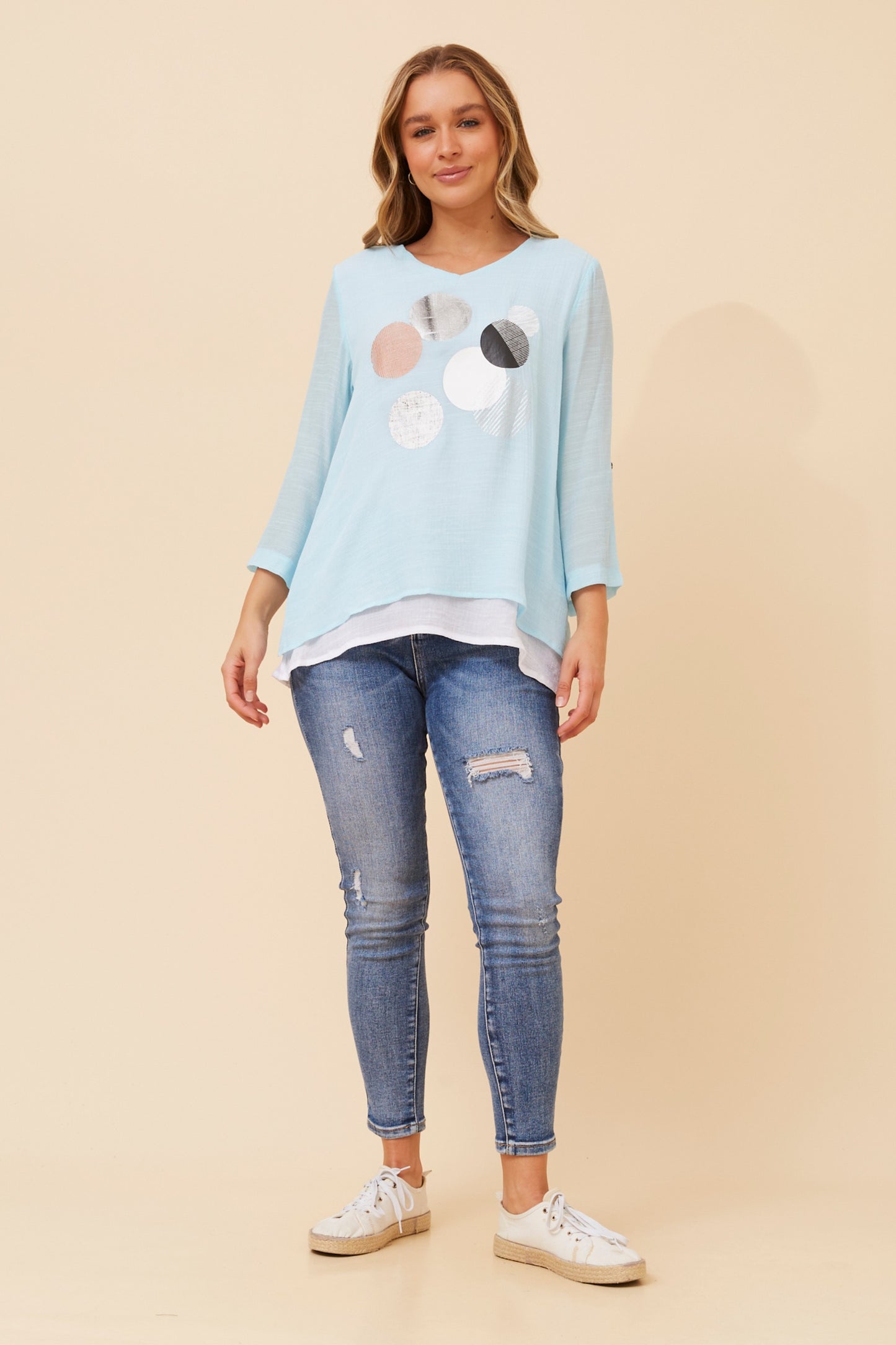 Rionne Polka dot Double Layer Top T523221