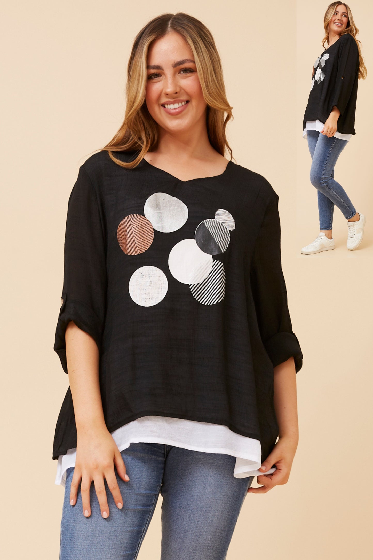 Rionne Double Layer Top T523221 Black
