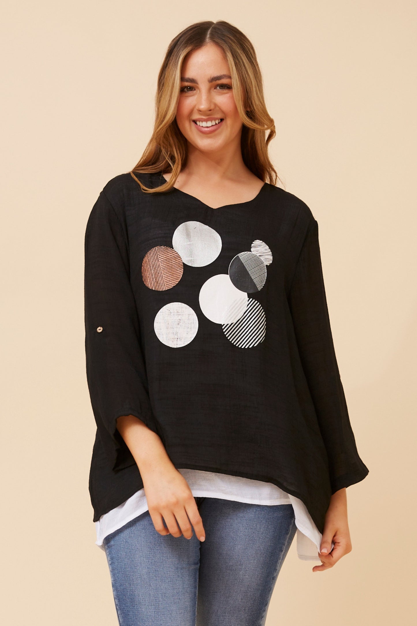 Rionne Double Layer Top T523221 Black