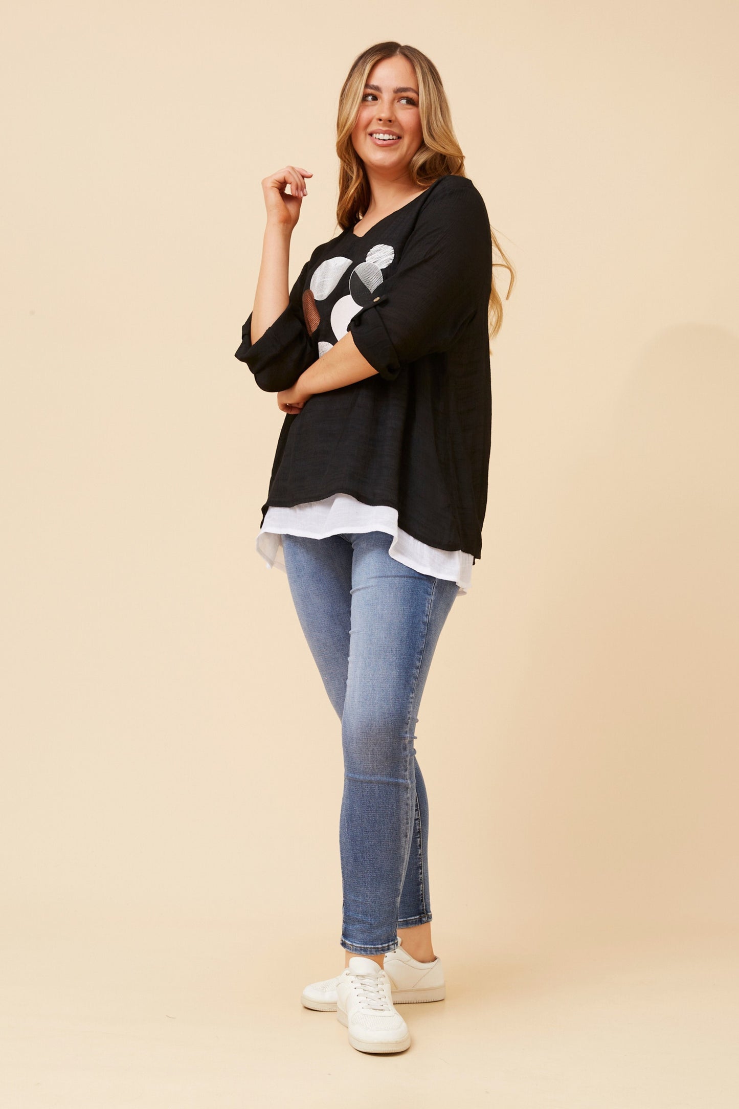 Rionne Double Layer Top T523221 Black
