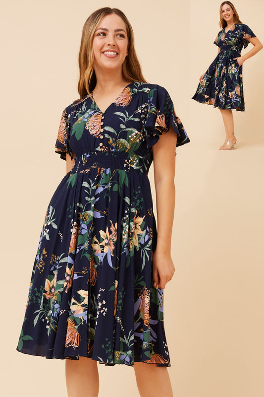 Sandy Floral Dress D525718 Navy