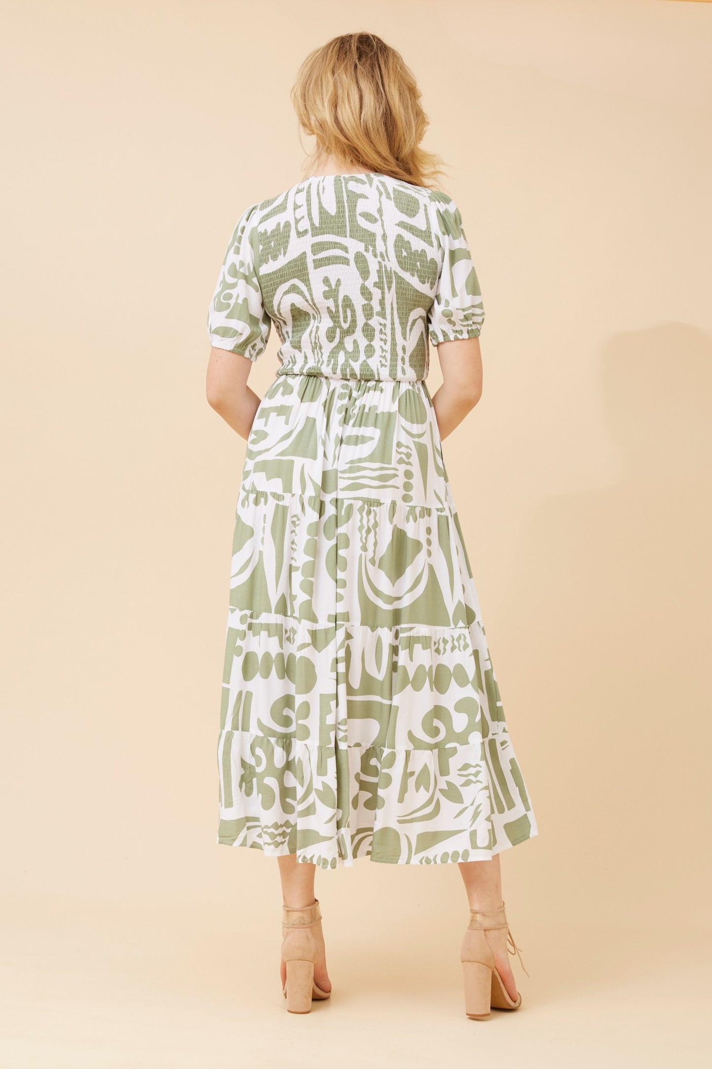 Seren Abstract Print Dress D521626 Sage