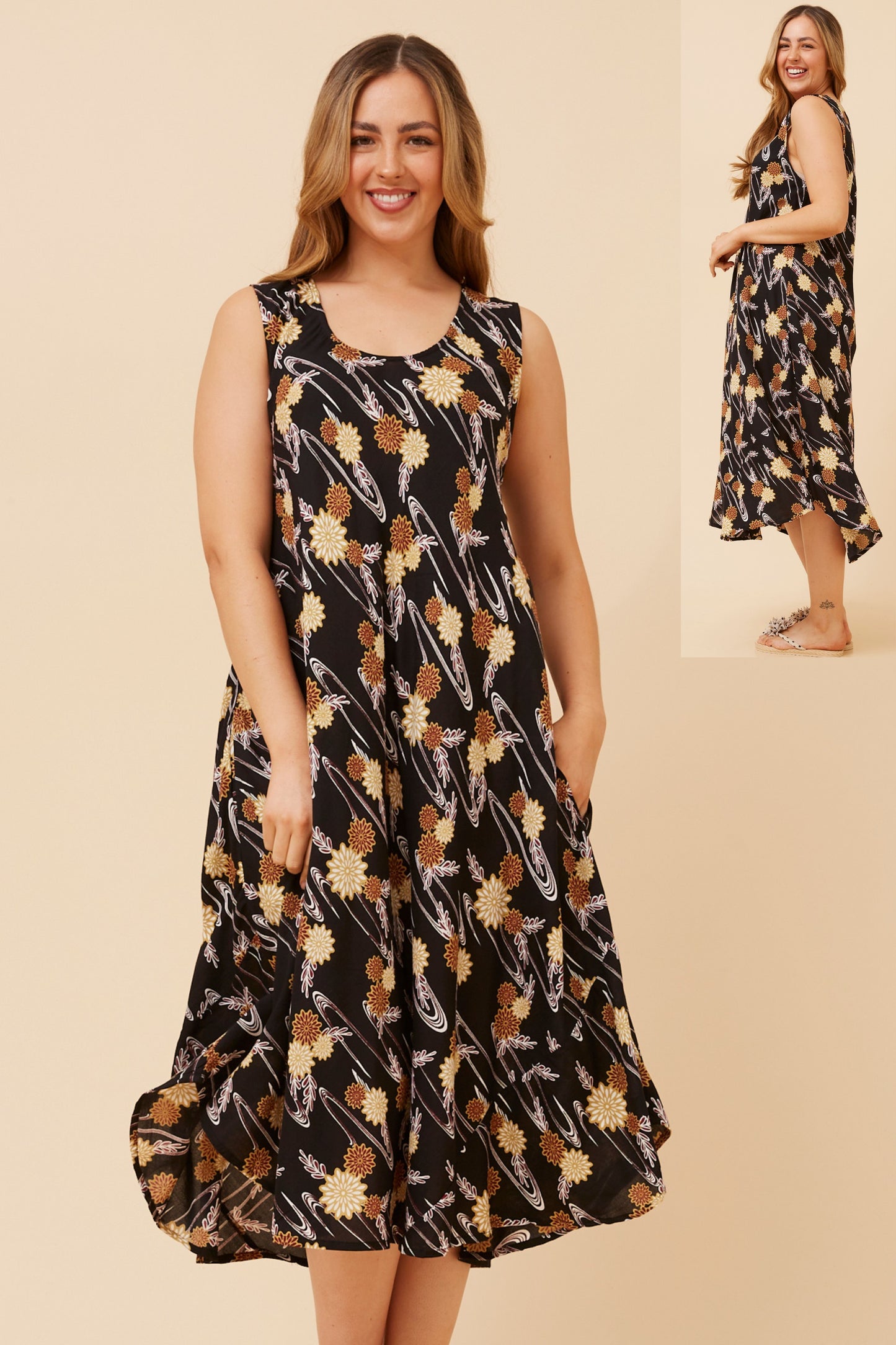 Lana Heart Pattern Print Dress D524901 Black