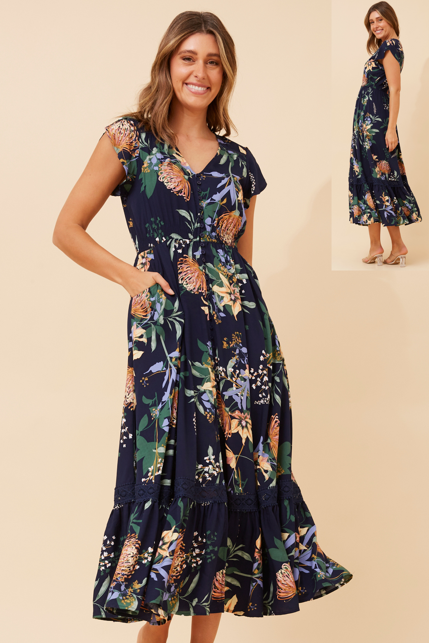Indi Flower Print Maxi Dress - D525717