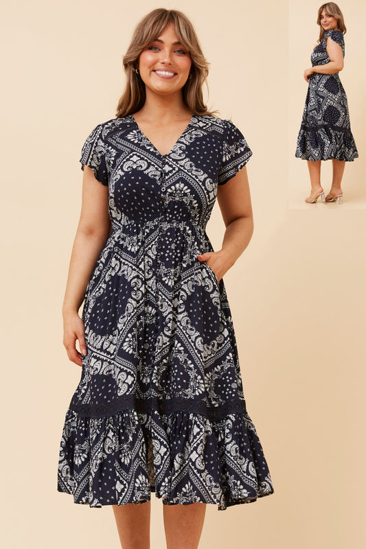 Serena Floral Print Midi Dress -  D525448