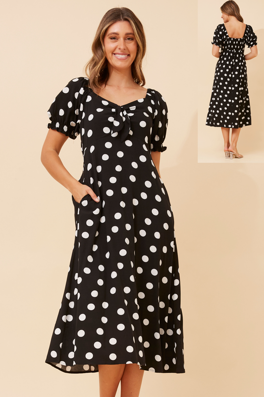 Anne Polka dot Print dress D517622 Black & White