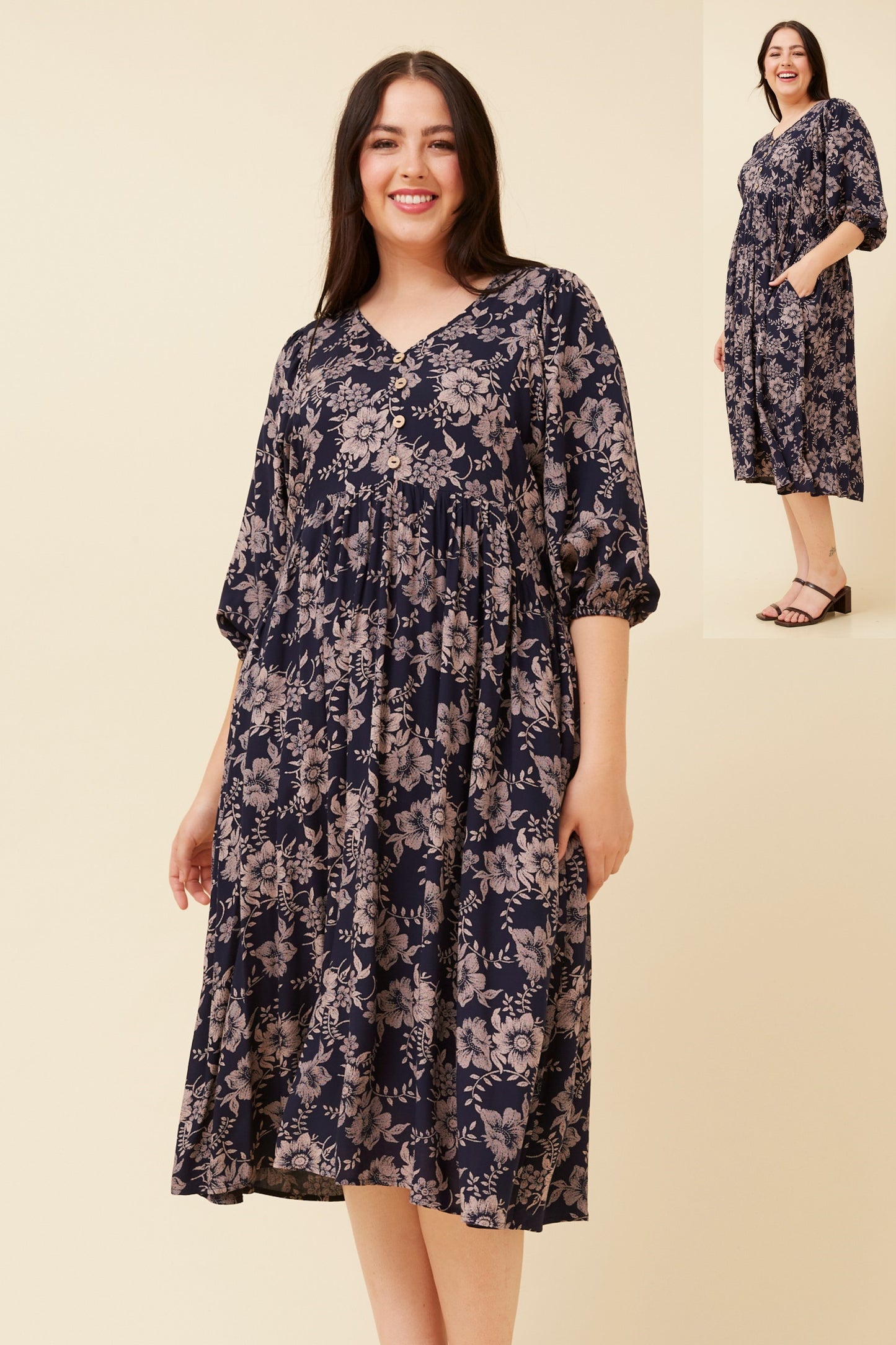 Arabella Midi Dress D518978 Navy