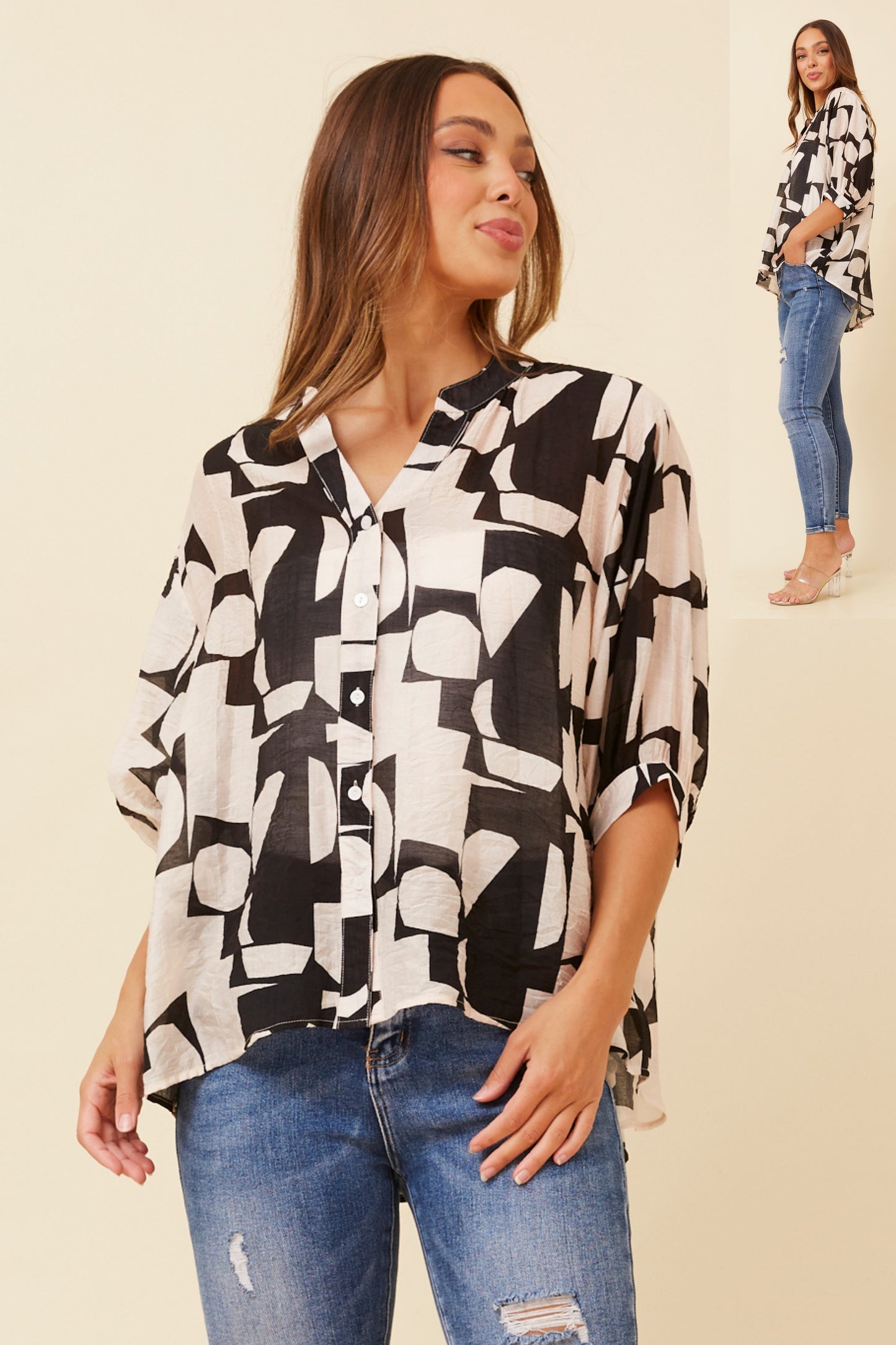Rosa Abstract Print Shirt- T523195