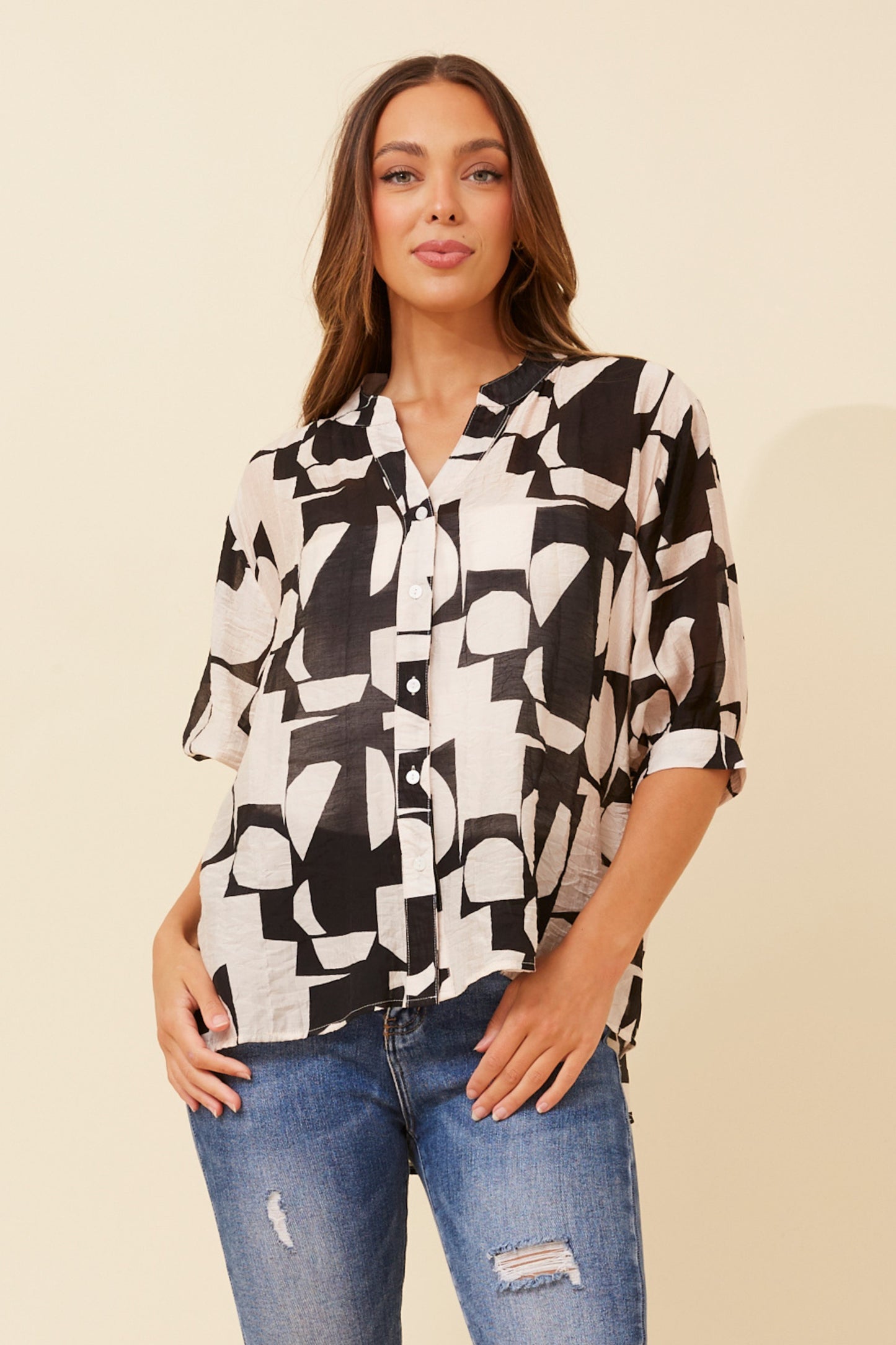 Rosa Abstract Print Shirt- T523195