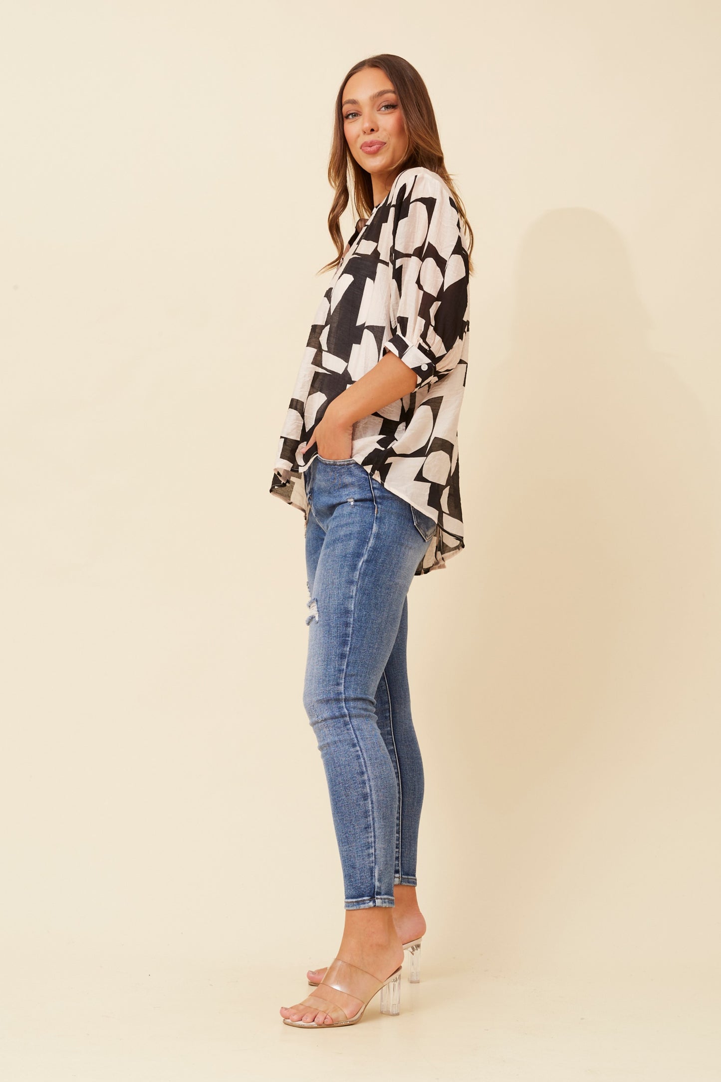 Rosa Abstract Print Shirt- T523195