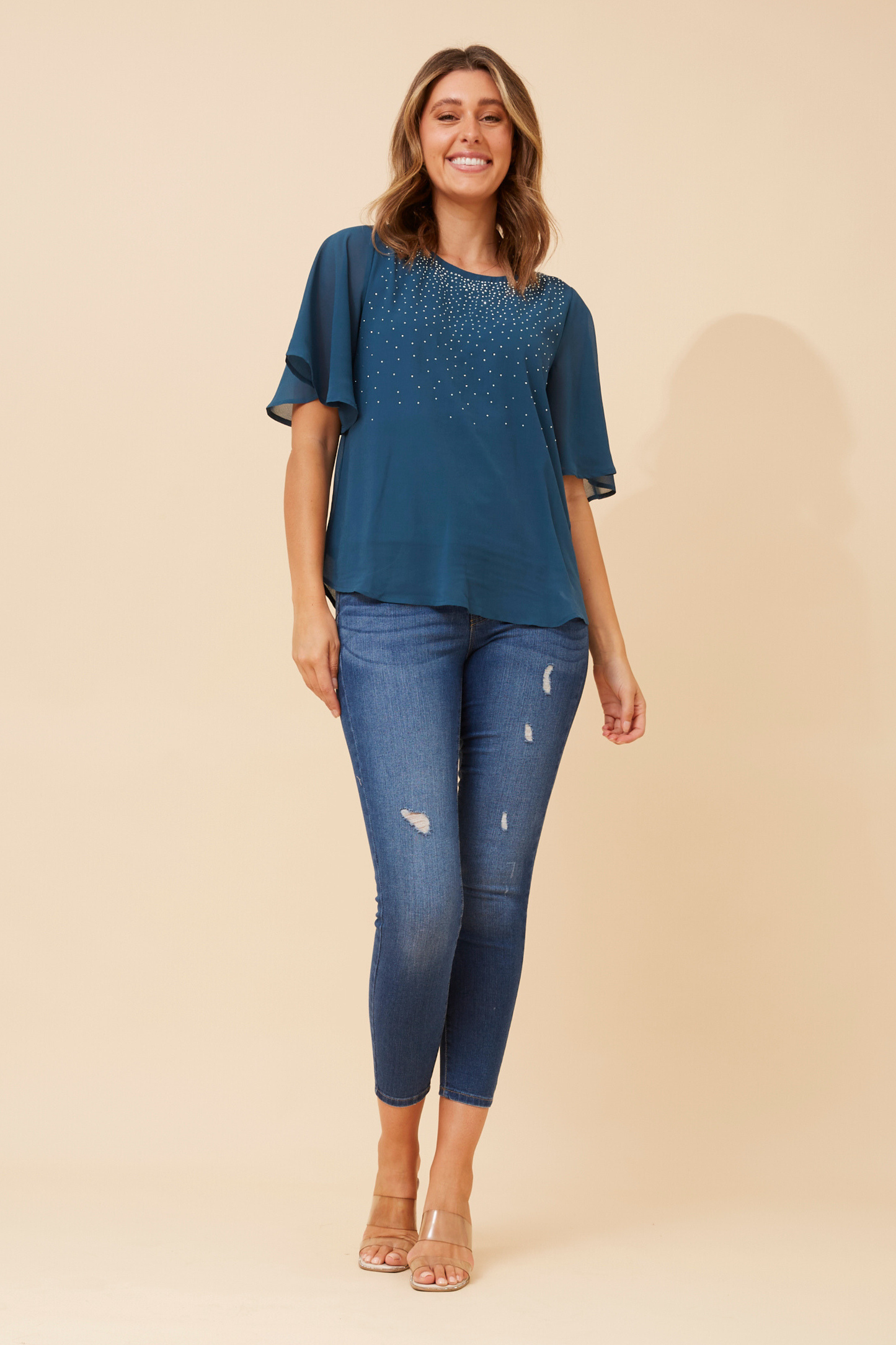 Tilly Diamante Detail Top T518650 Midnight