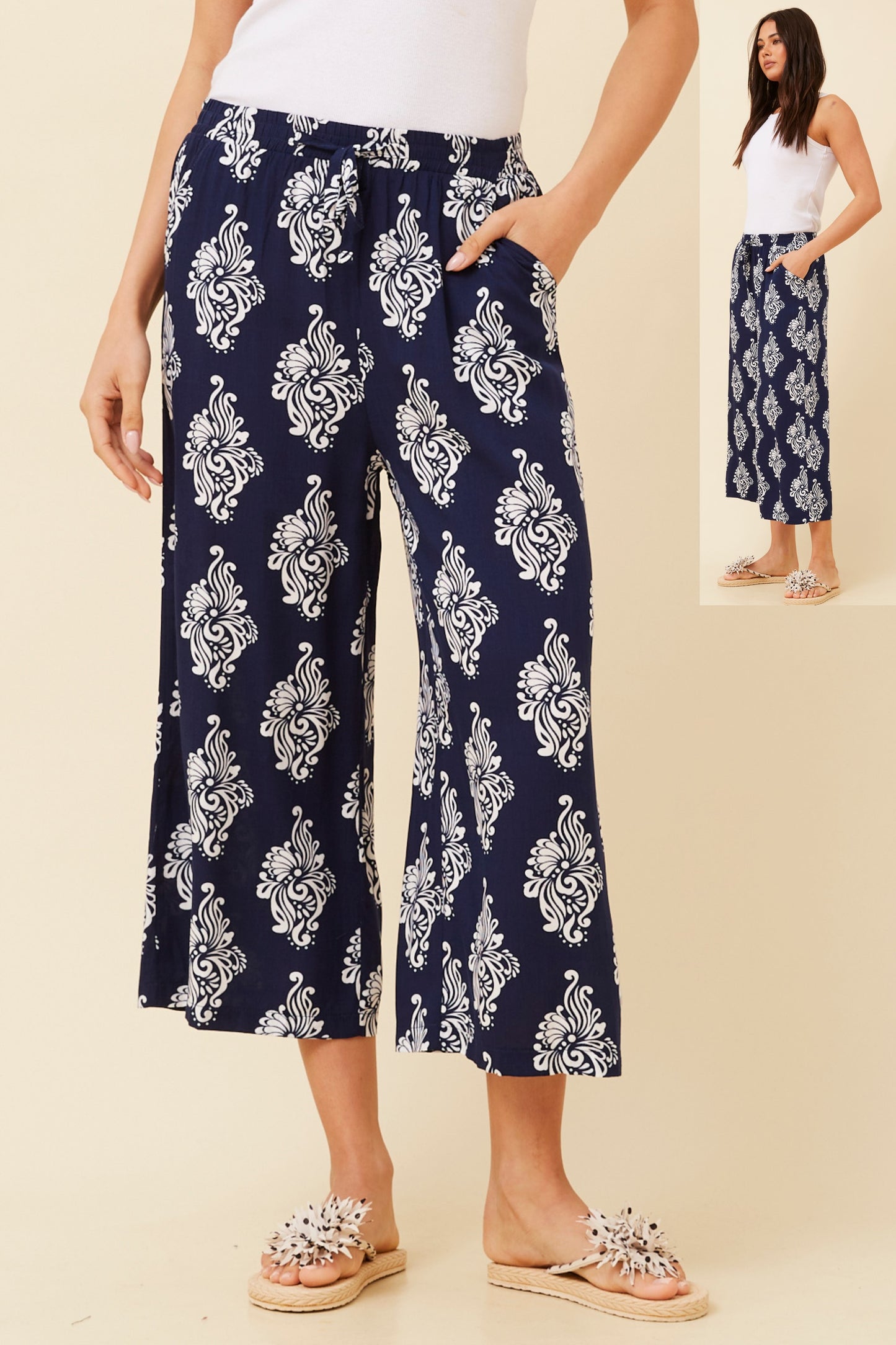 Zen Culotte Pants P523885 Navy