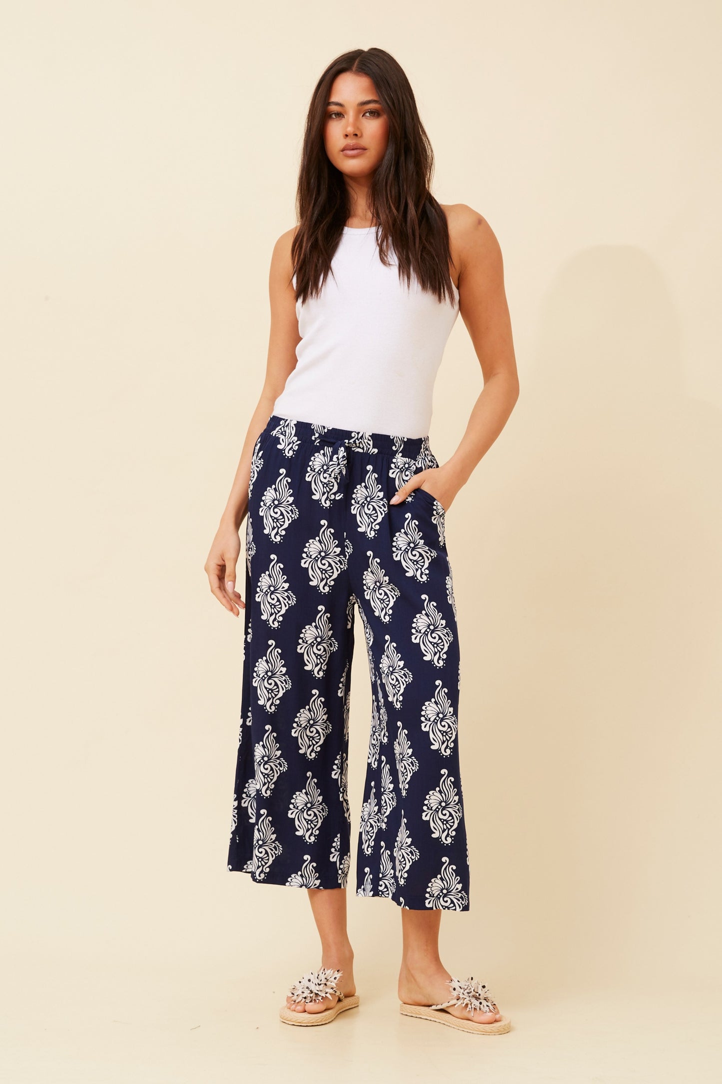 Zen Culotte Pants P523885 Navy